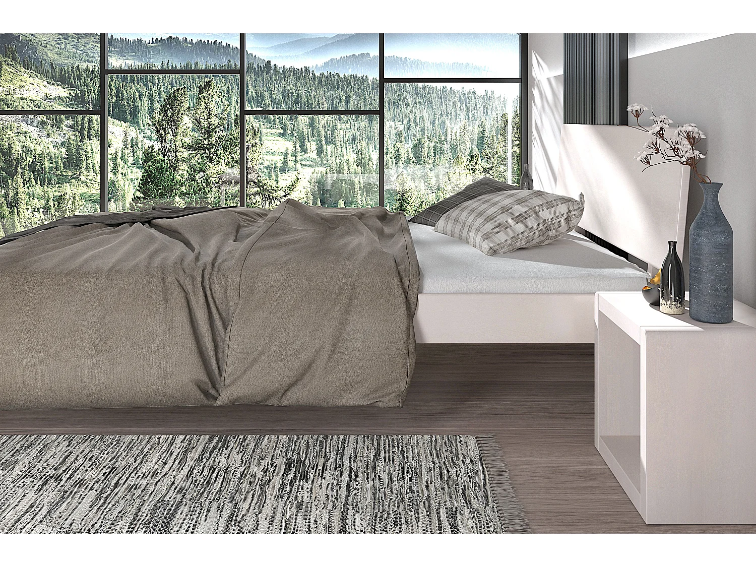 Łóżko bukowe Visby AMMER / 140x200 cm, kolor biały