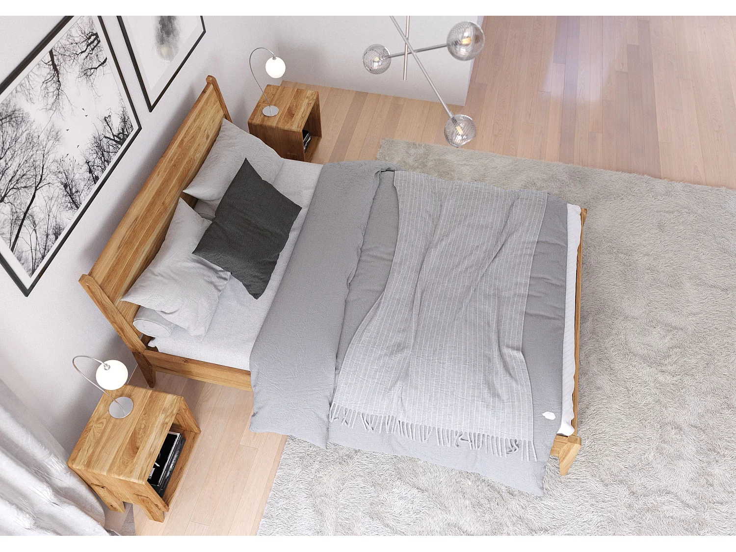 Łóżko dębowe Visby RADOM, 140x200, lakier naturalny