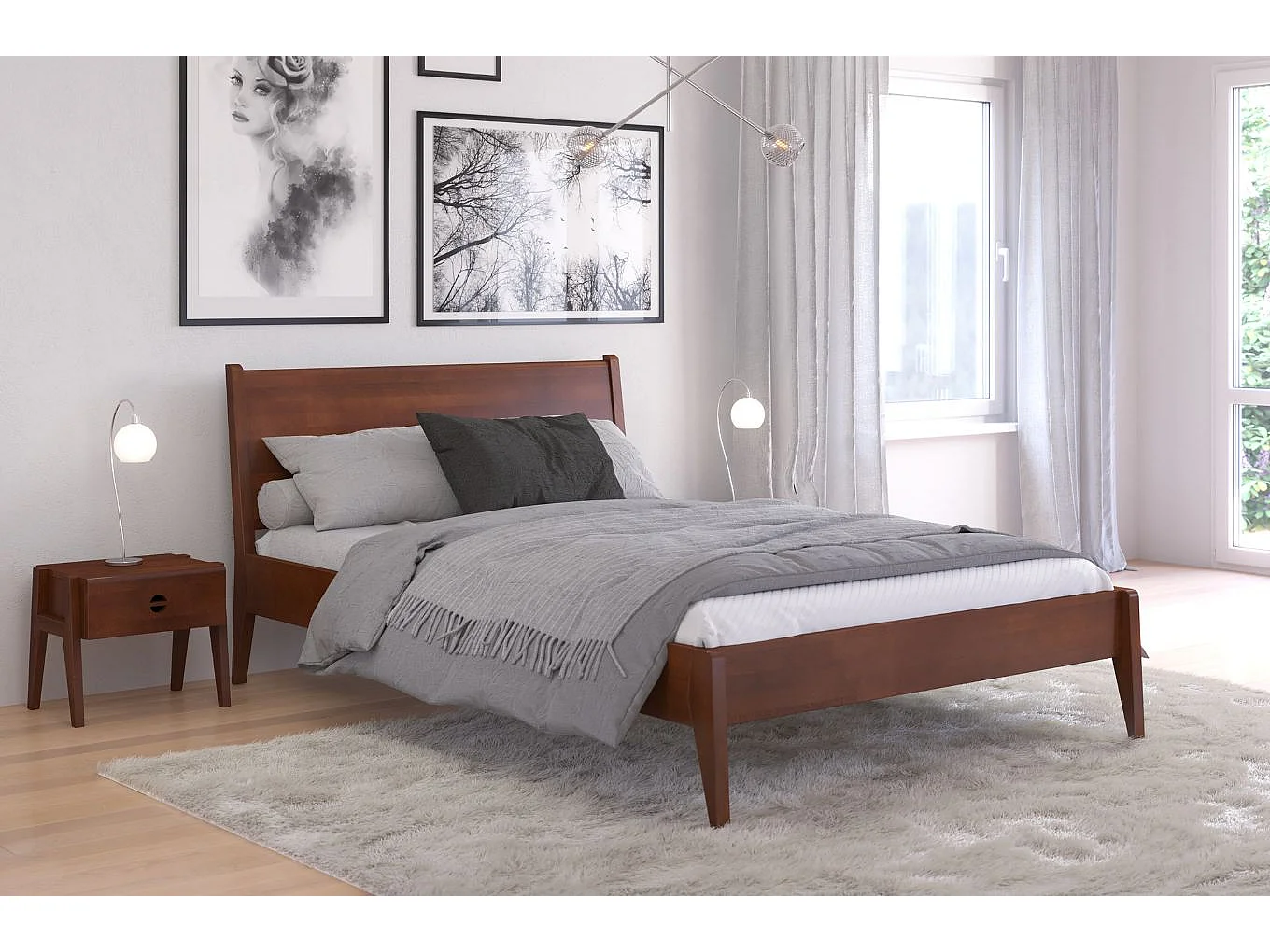 Łóżko bukowe Visby RADOM, 140x200, orzech