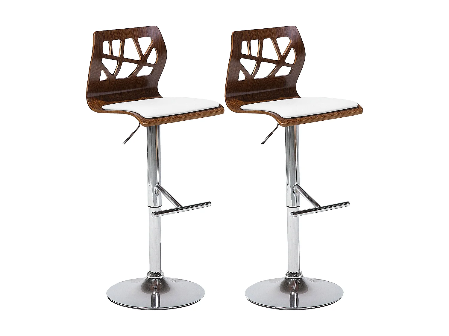 Lot de 2 chaises de bar PETERSBURG Cuir PU Marron/blanc