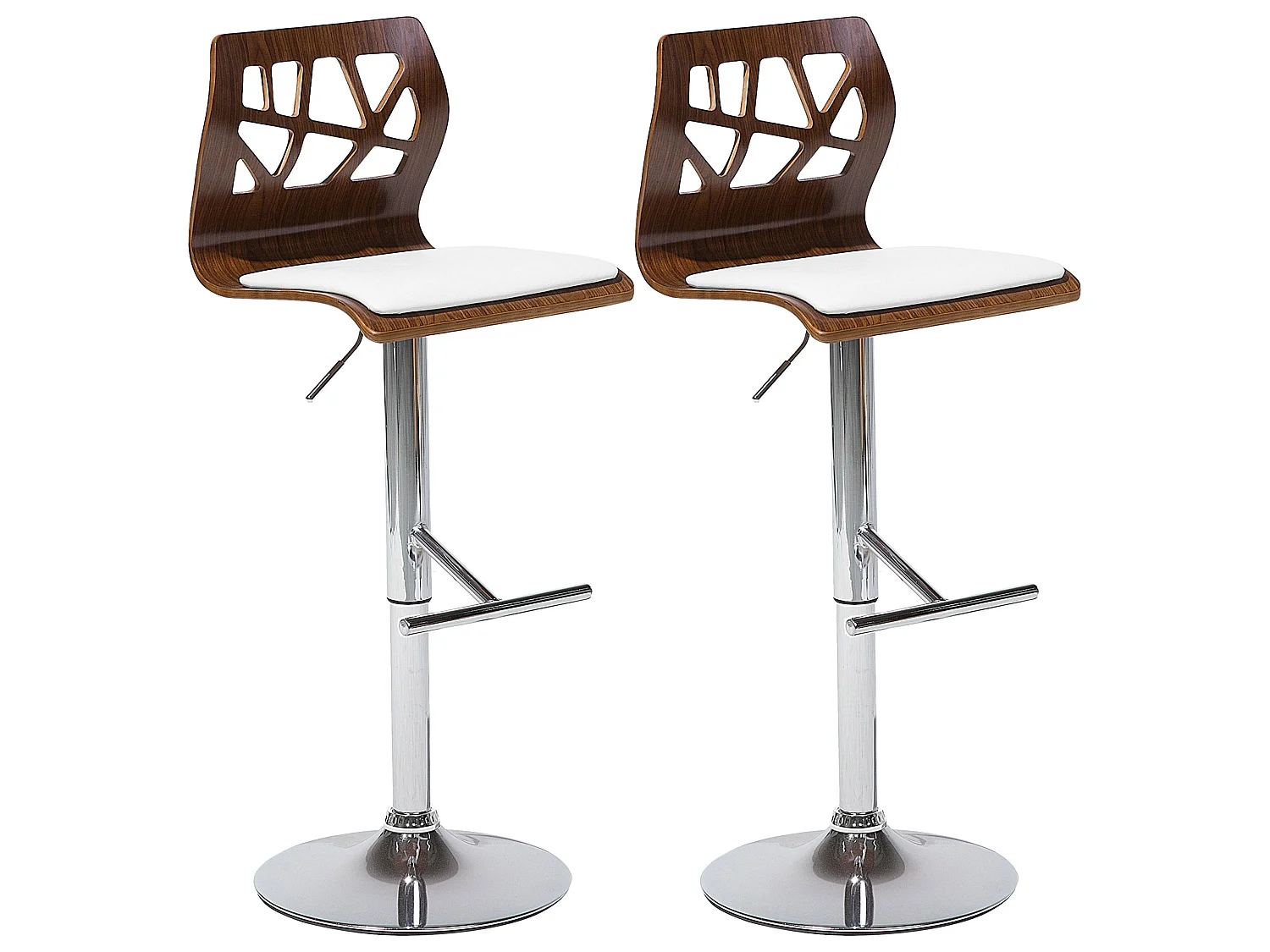 Lot de 2 chaises de bar PETERSBURG Cuir PU Marron/blanc