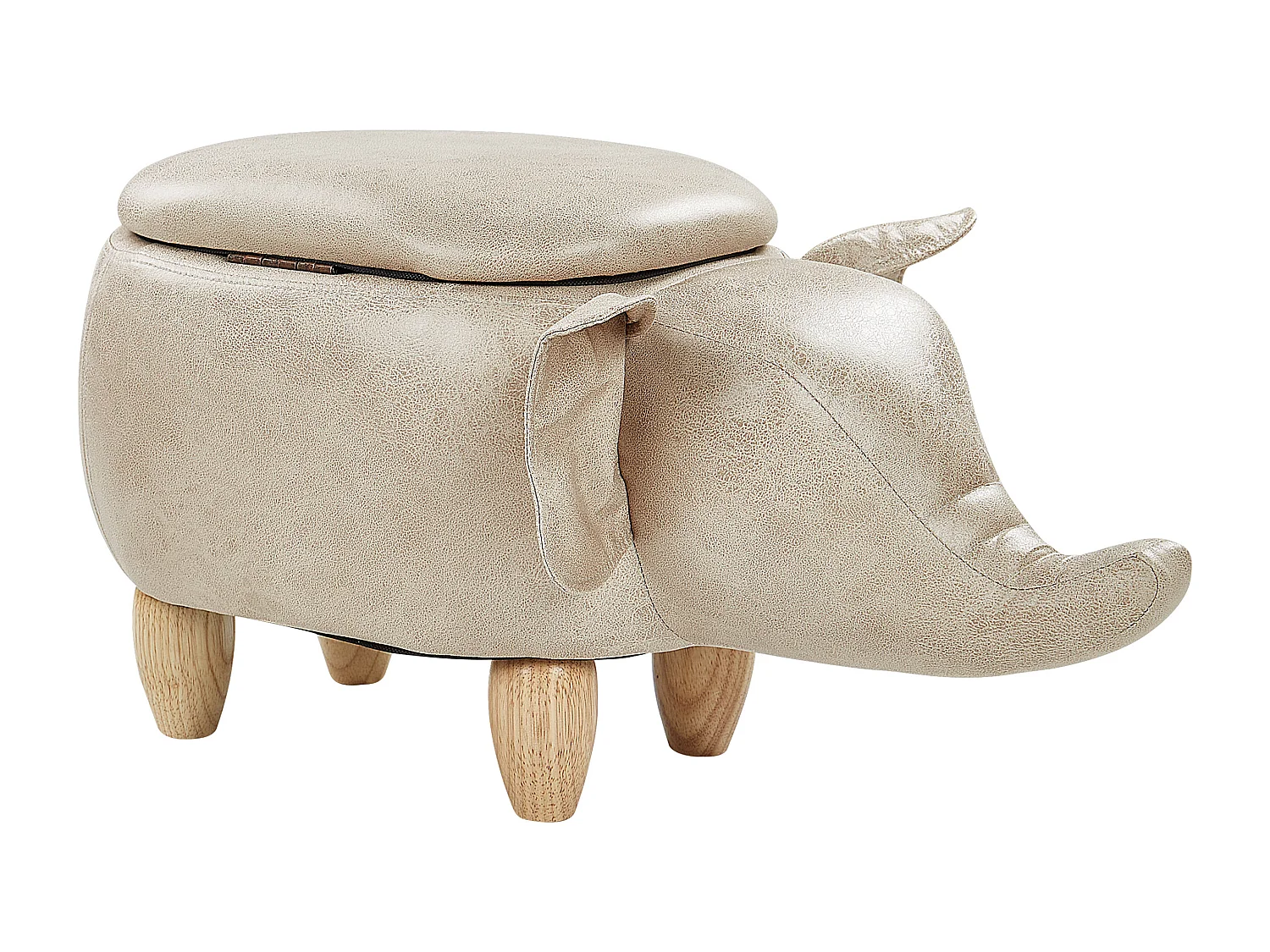 Tierhocker mit Stauraum ELEPHANT Kunstleder Taupe