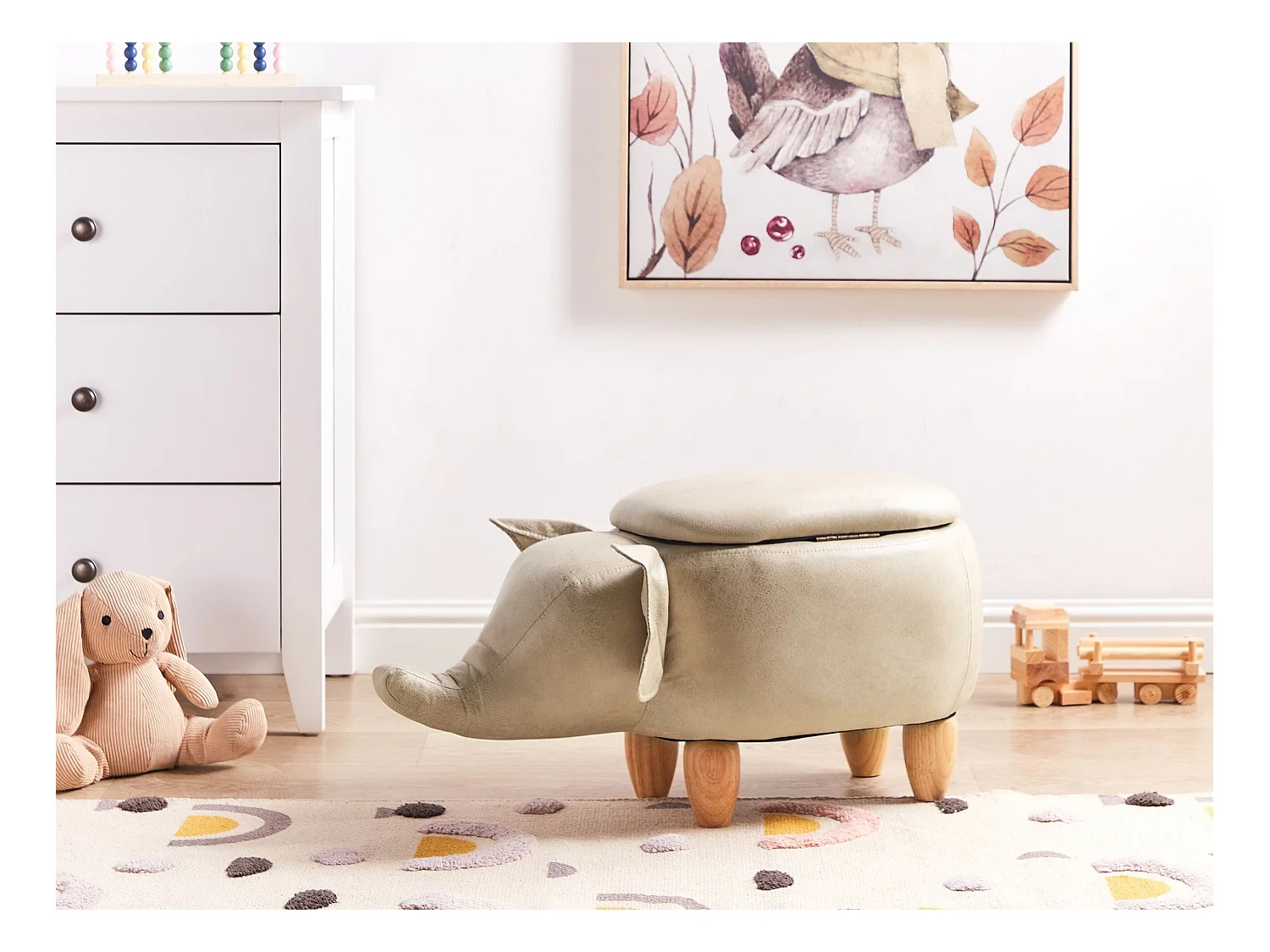 Dierenpoef met opbergruimte ELEPHANT Kunstleer Taupe