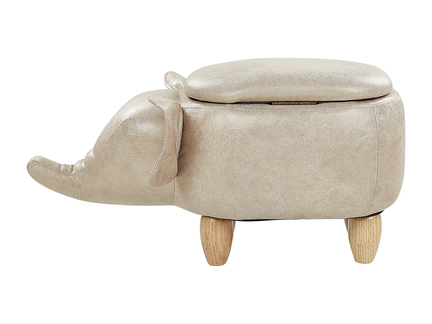 Tabouret de rangement animal ELEPHANT Cuir PU Taupe Éléphant