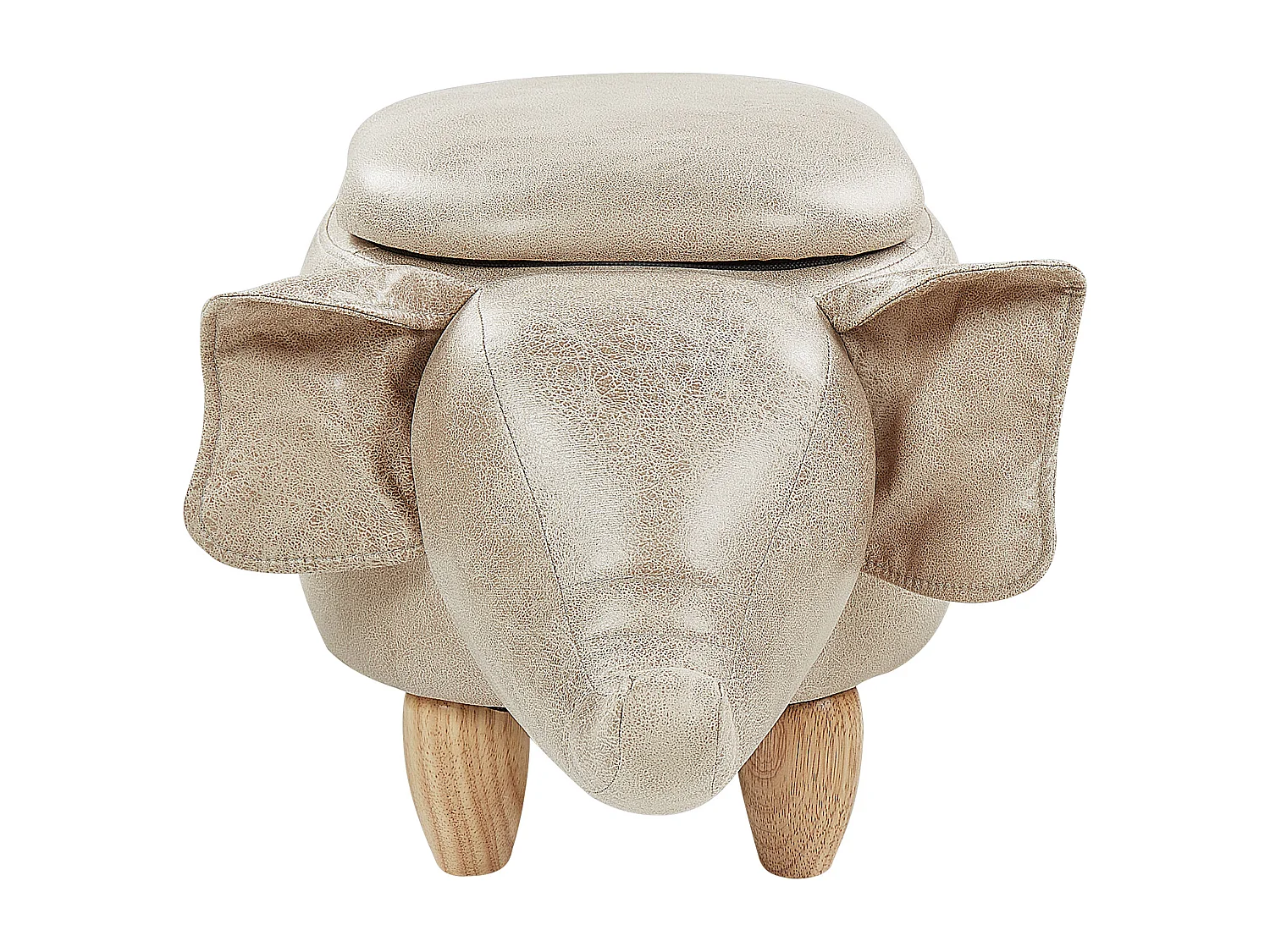 Tabouret de rangement animal ELEPHANT Cuir PU Taupe Éléphant
