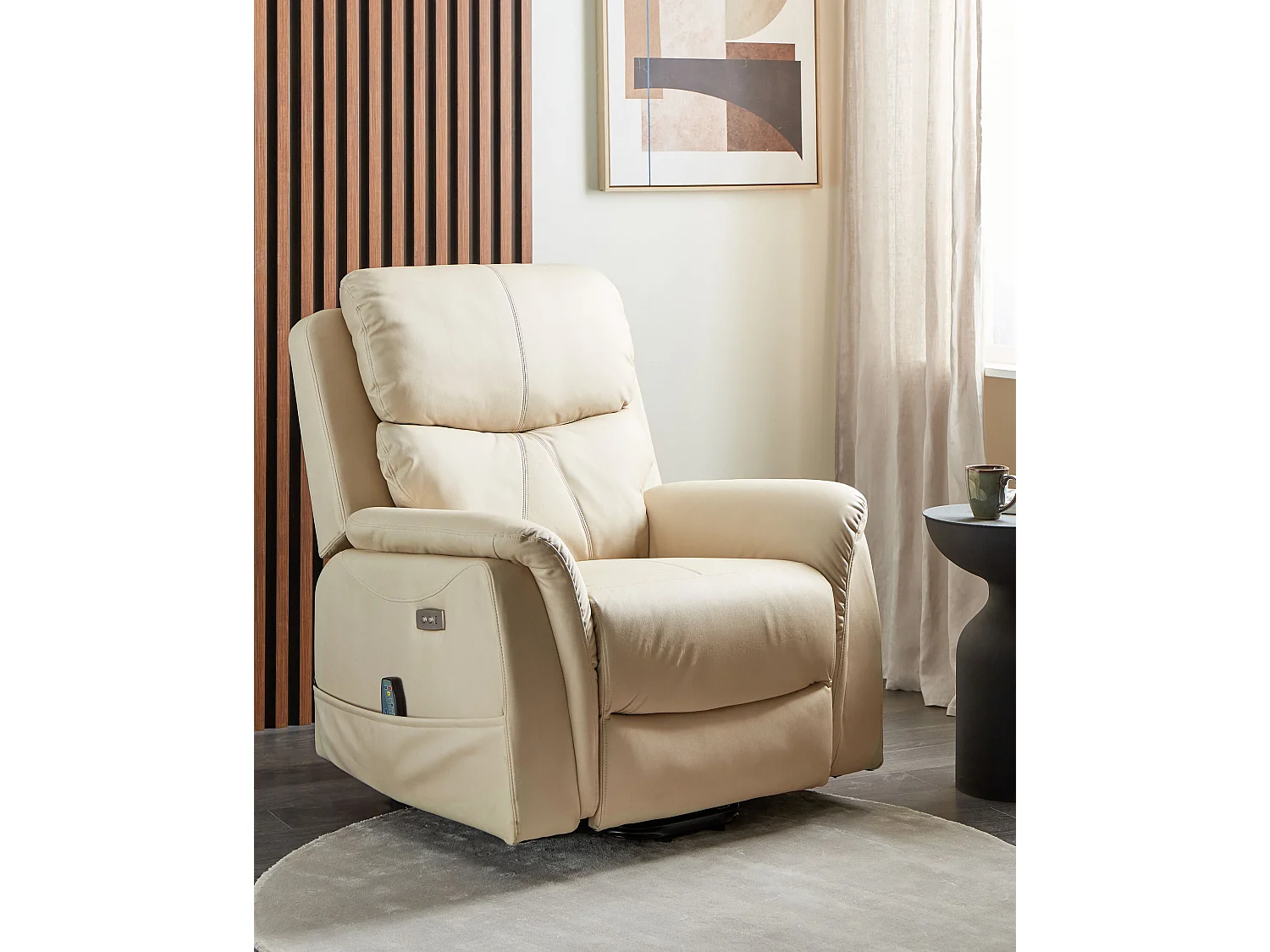 Fauteuil inclinable électrique GLORIE massant Cuir PU Beige clair