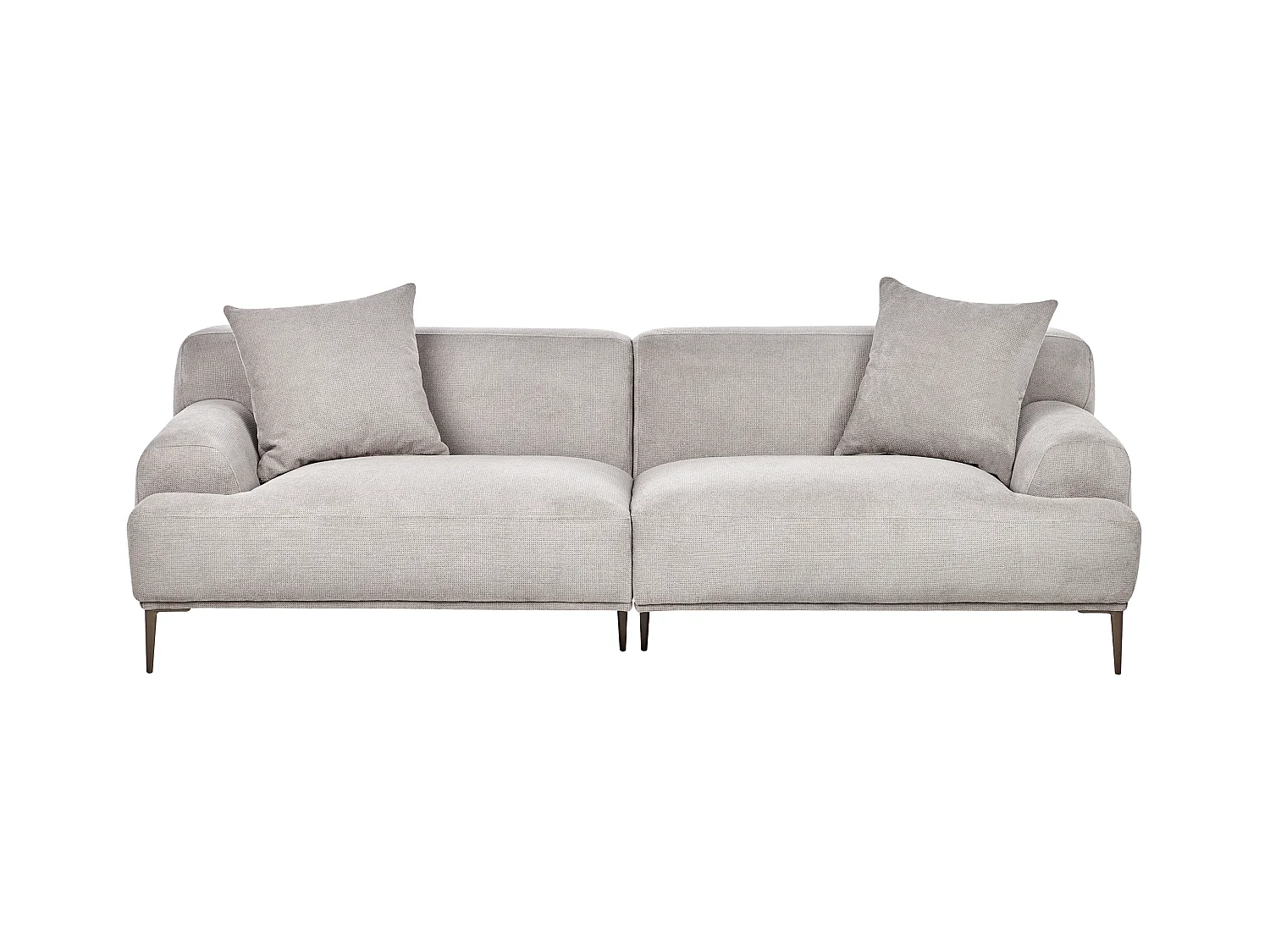 3-Sitzer Sofa Stoffbezug grau Metallbeine tiefe Sitzfläche Dekokissen Matila