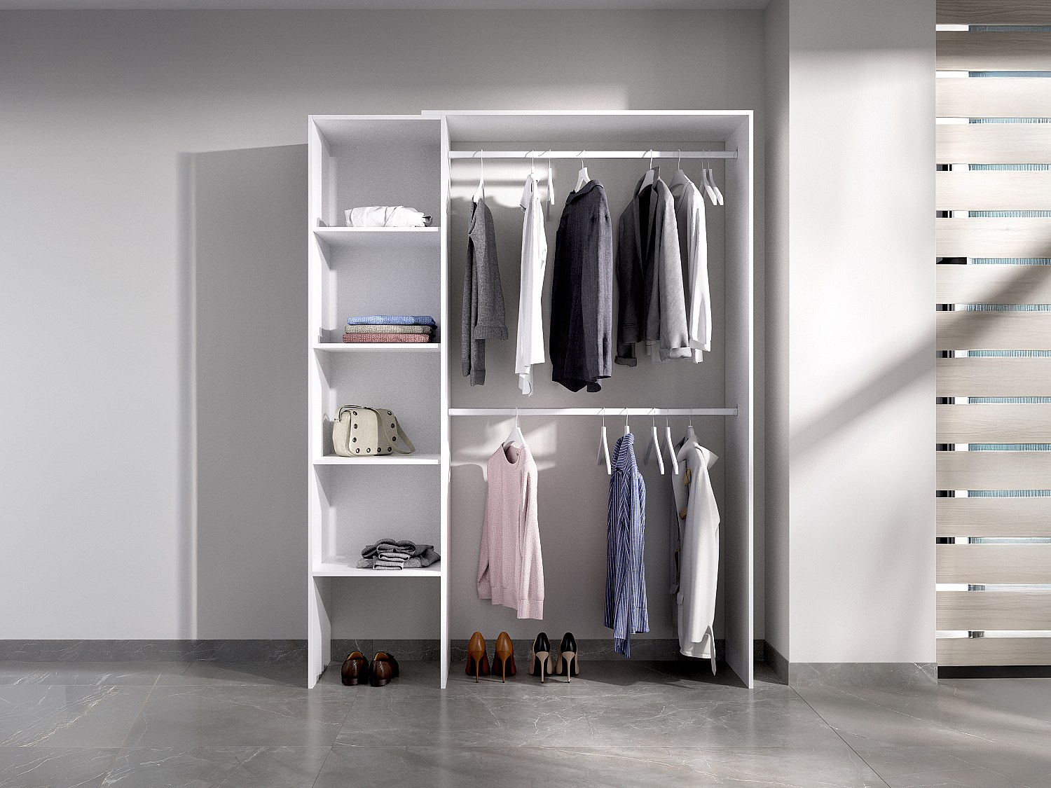 Vente-unique Kleiderschranksystem Erweiterbar - 110/140 Cm - Weiß - Belvana