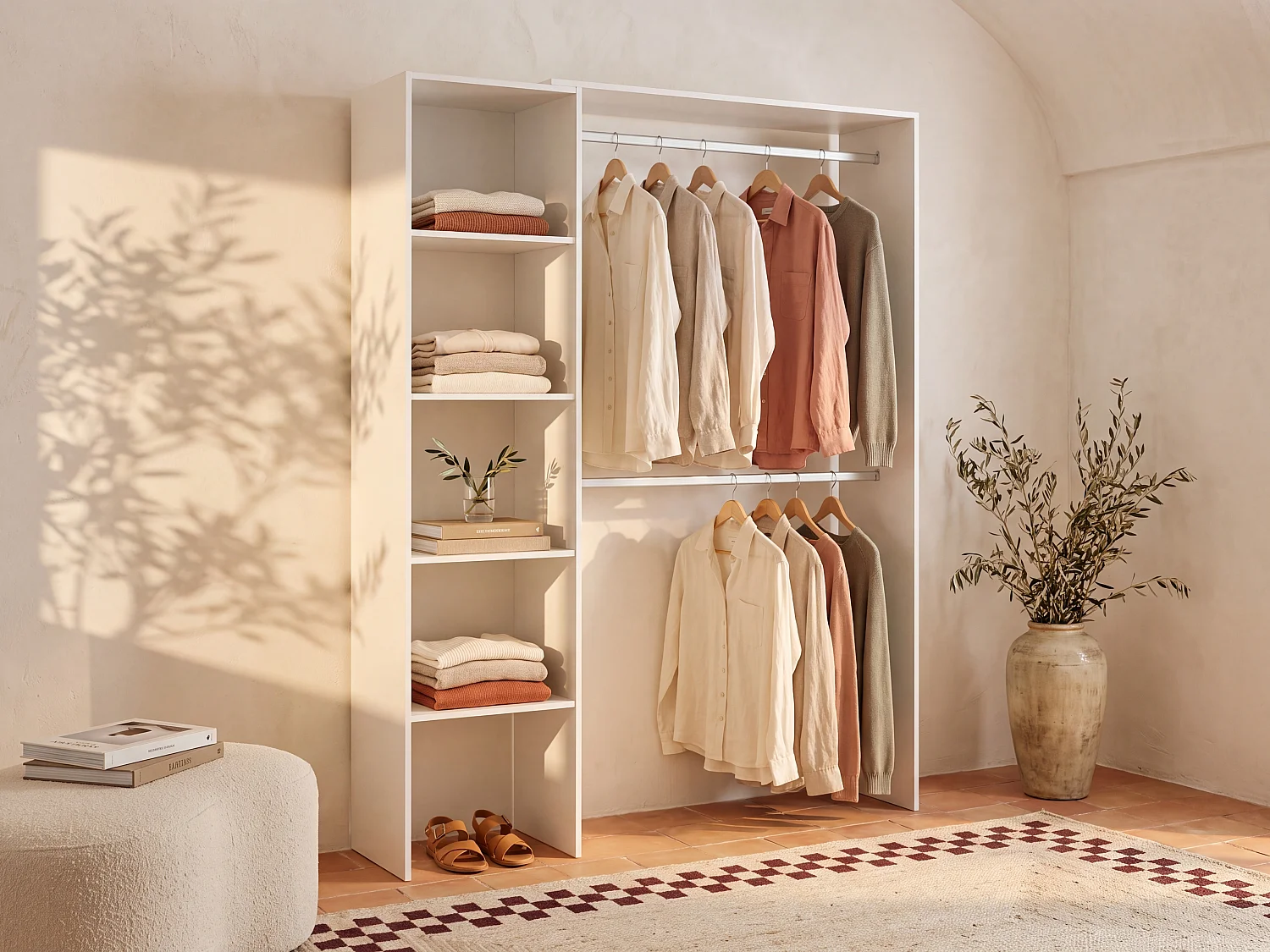Extendable Wardrobe - W43/140 cm - White - BELVANA