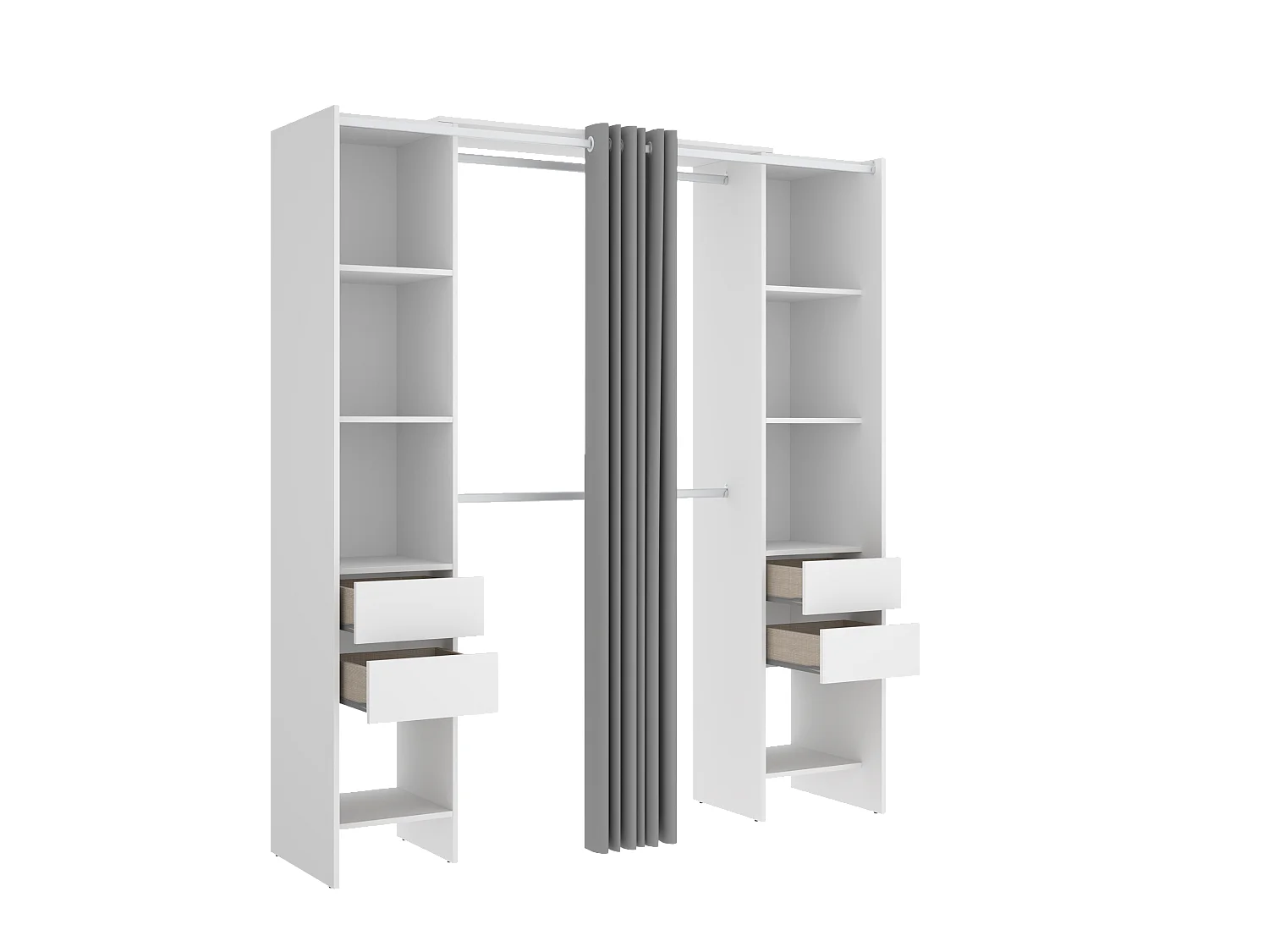 Garderoba rozsuwana z zasłoną - szer. 110/178 cm - Biały - LONAZA