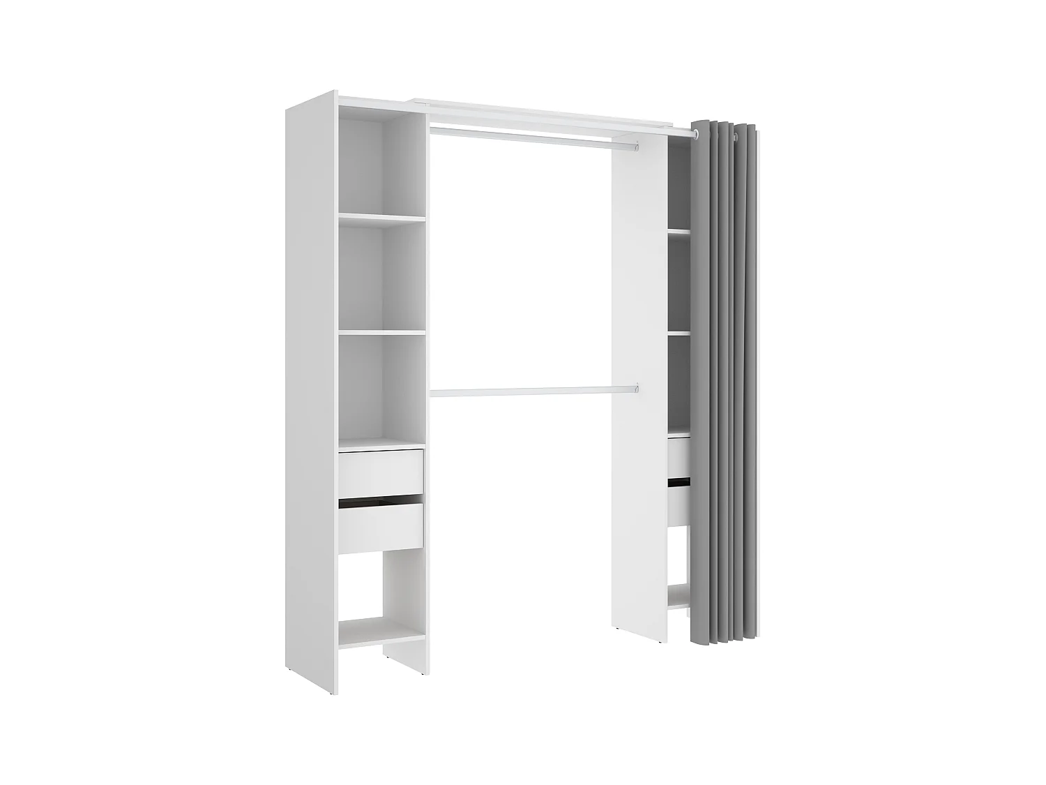 Armario extensible con cortina - L110/178 cm - Blanco - LONAZA