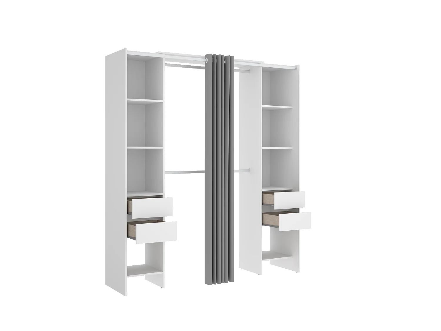 Armario extensible con cortina - L110/178 cm - Blanco - LONAZA