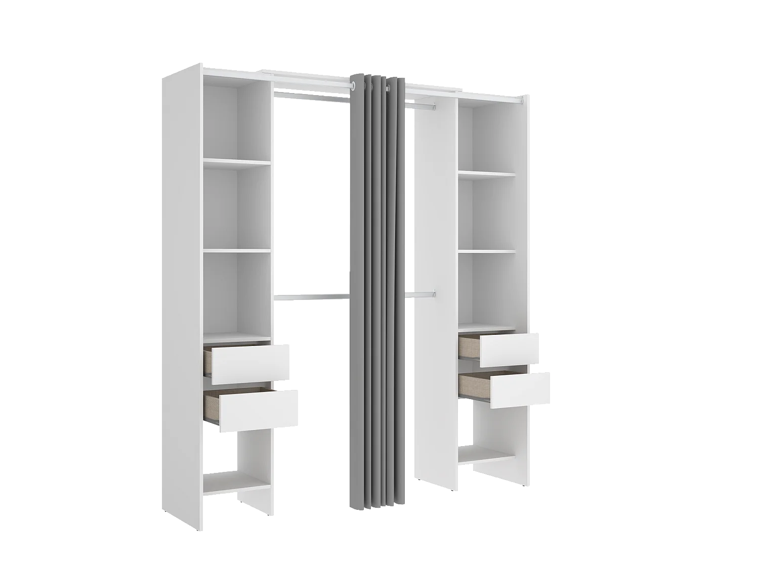 Armadio guardaroba allungabile con tenda L110/178 cm Bianco - LONAZA