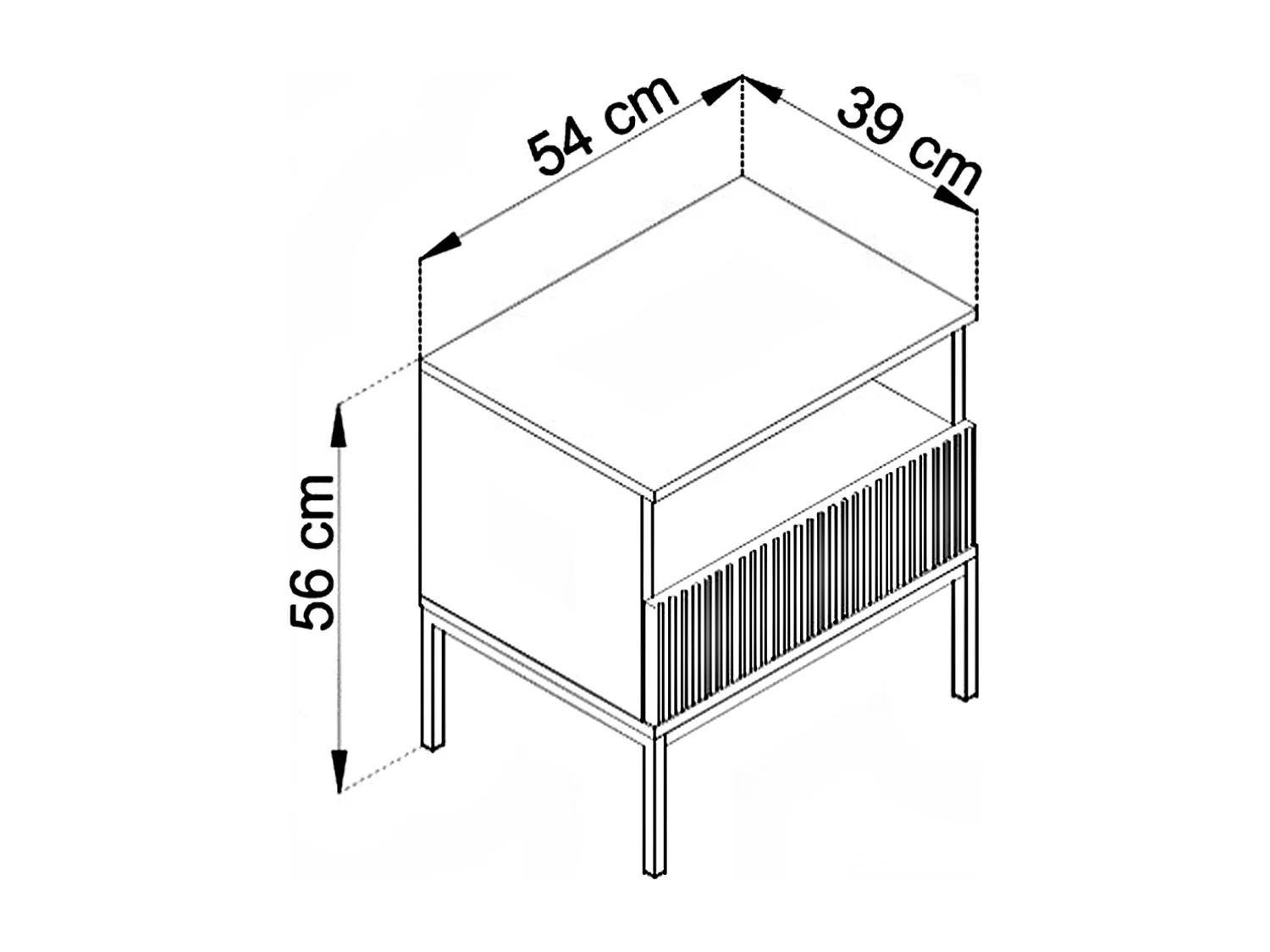 Table de chevet avec 1 tiroir et 1 niche - Avec LEDs - MDF - Beige - OVILA