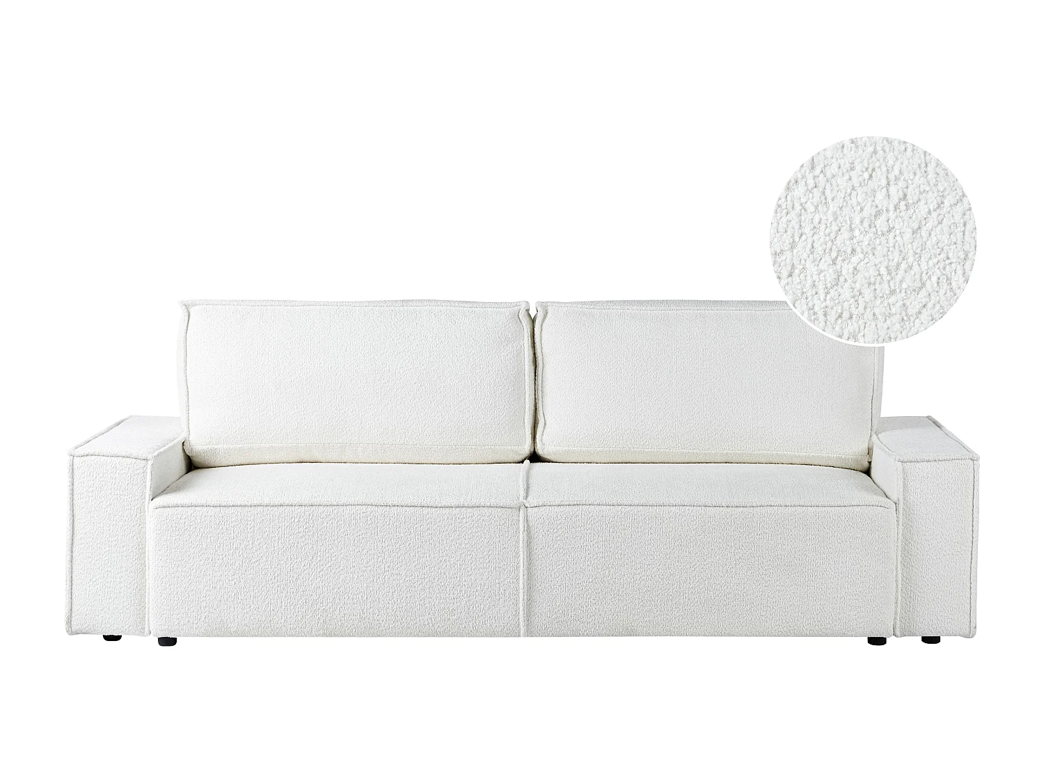 Canapé-lit 3 places NYKER Bouclé Blanc cassé avec rangement