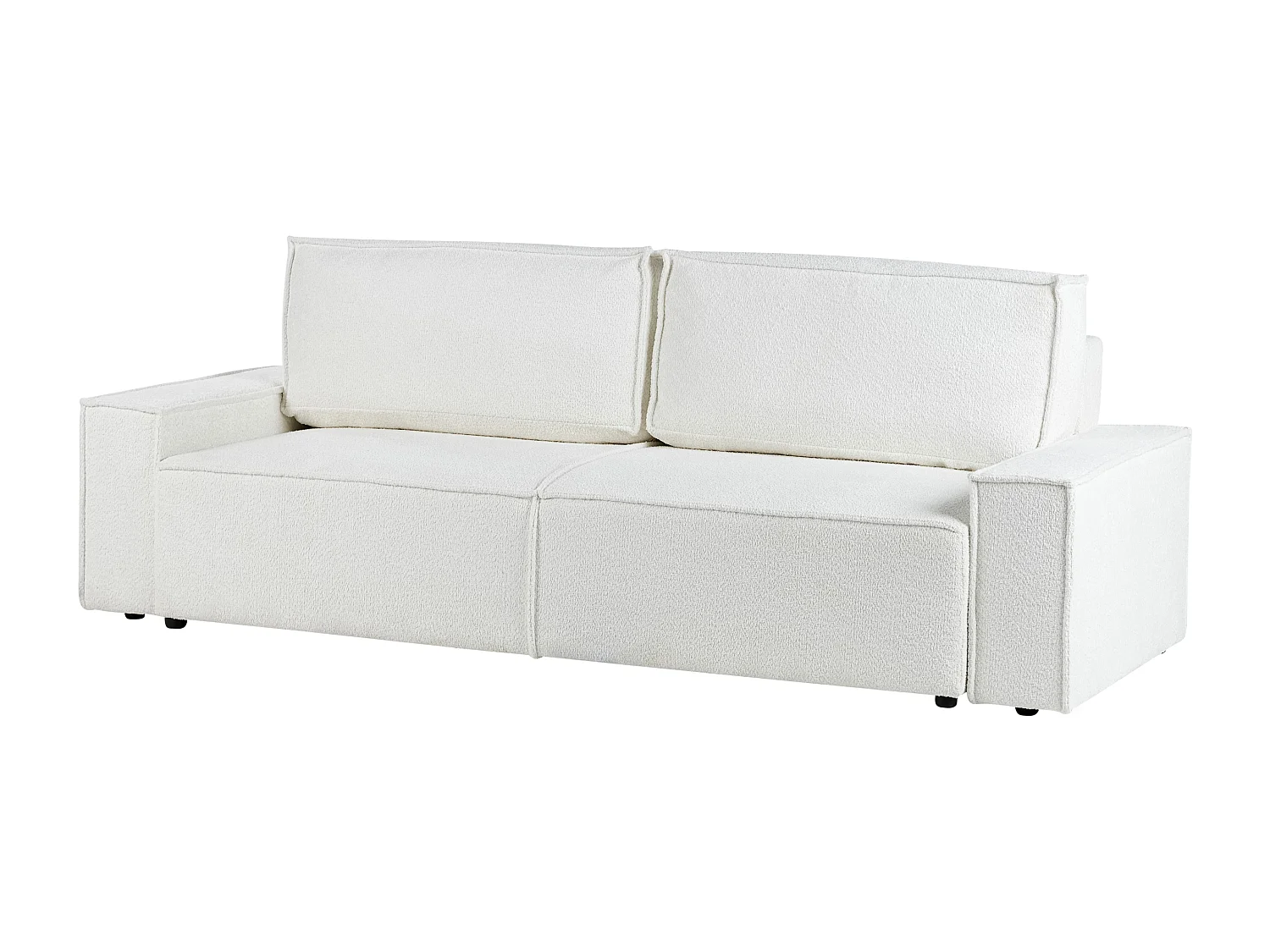 Canapé-lit 3 places NYKER Bouclé Blanc cassé avec rangement