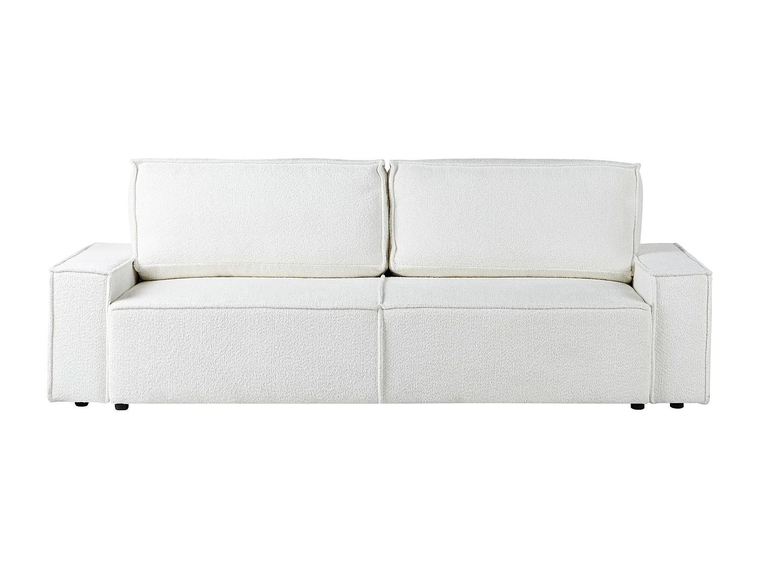 Canapé-lit 3 places NYKER Bouclé Blanc cassé avec rangement