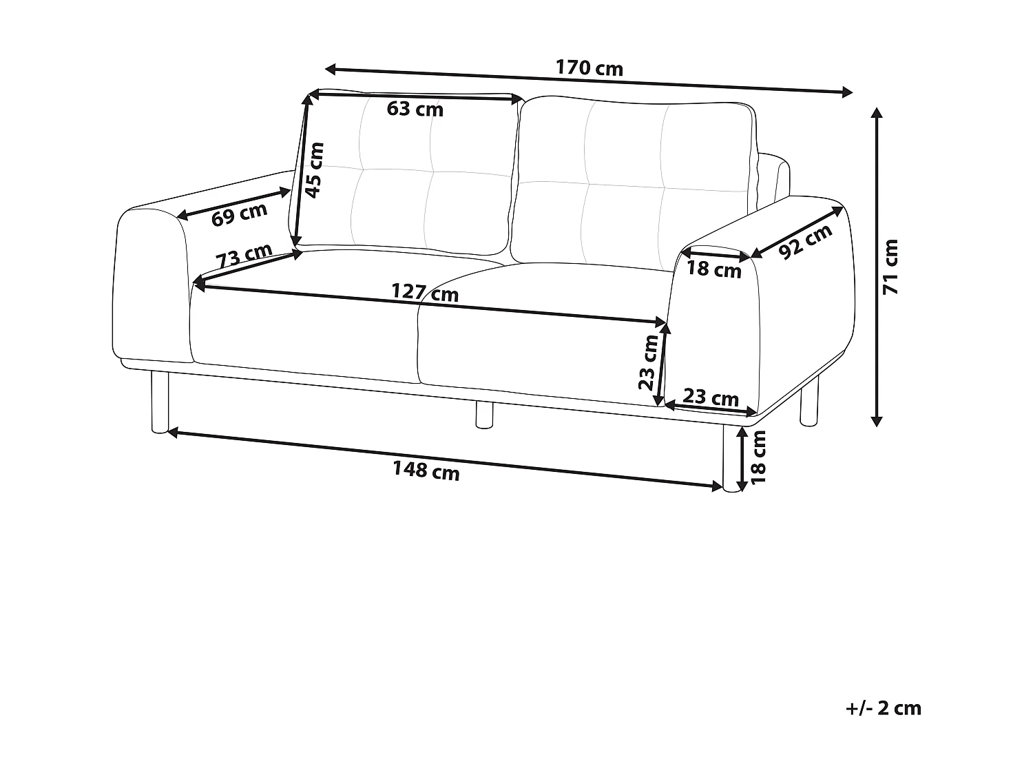 Sofa LAURILA Stoff Hellbeige 2-Sitzer