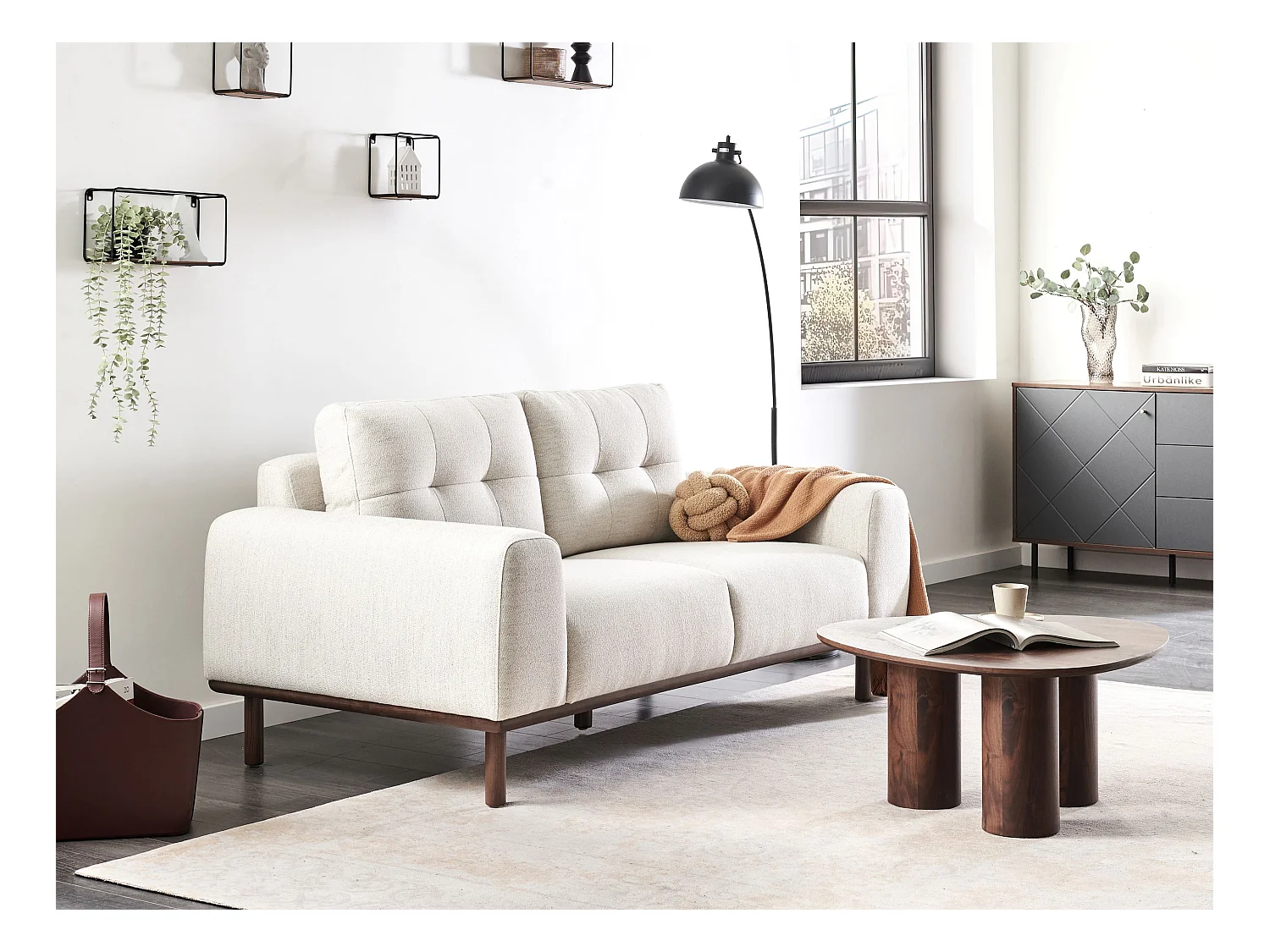 Canapé 2 places LAURILA Tissu Beige clair