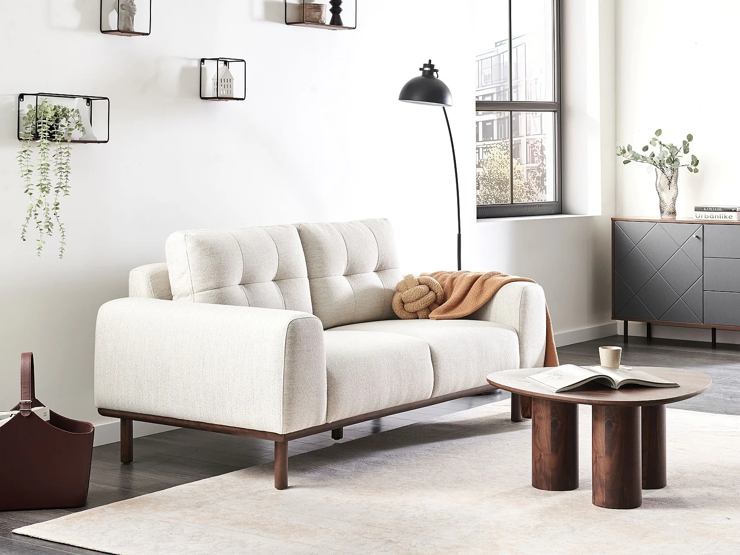 Canapé 2 places LAURILA Tissu Beige clair