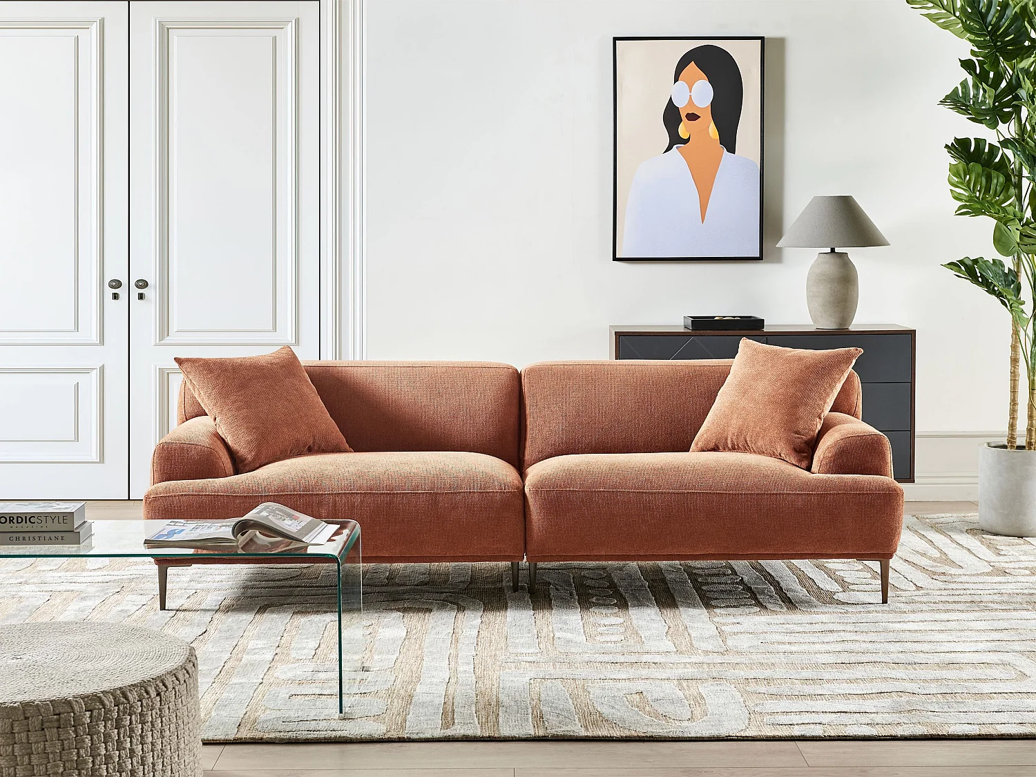 Sofa MATILA Stoff Goldbraun 3-Sitzer