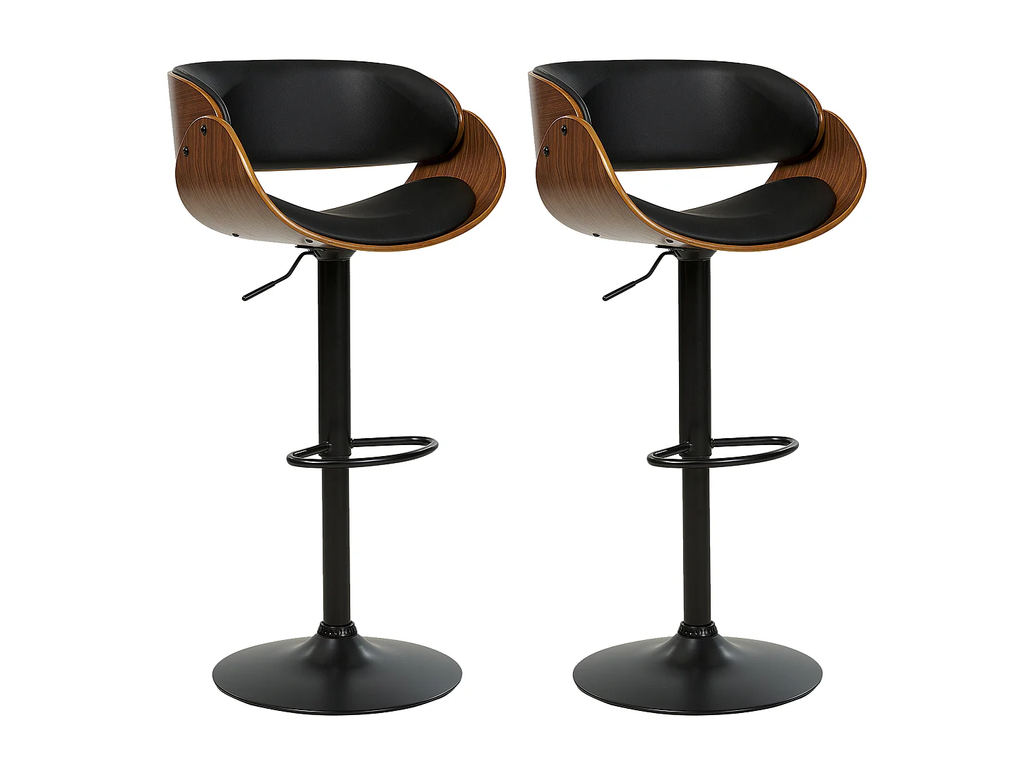 Conjunto de 2 bancos de bar BAKU II Pele sintética Preto