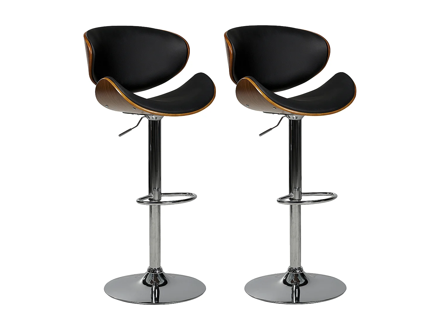 Set van 2 barstoelen ROTTERDAM Kunstleer Draaibaar Zwart