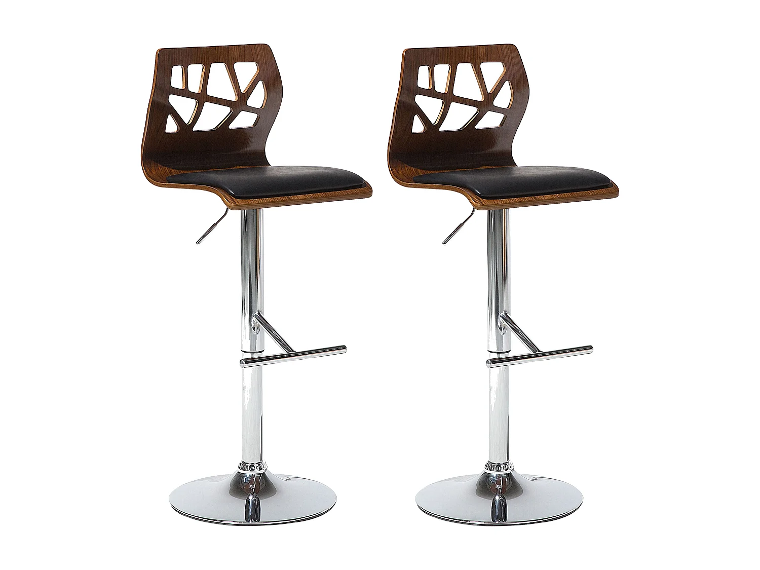 Lot de 2 chaises de bar PETERSBURG Cuir PU Noir/argenté