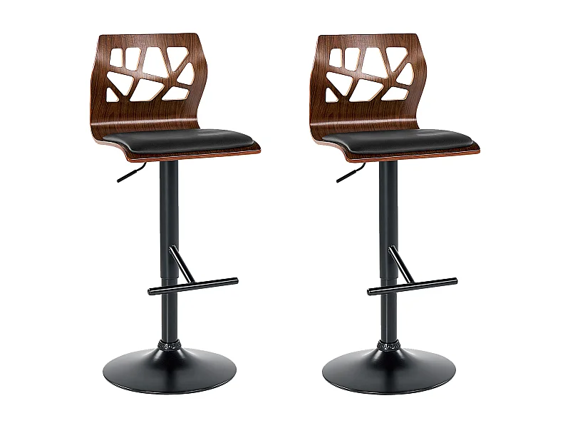 Lot de 2 chaises de bar PETERSBURG Cuir PU Noir