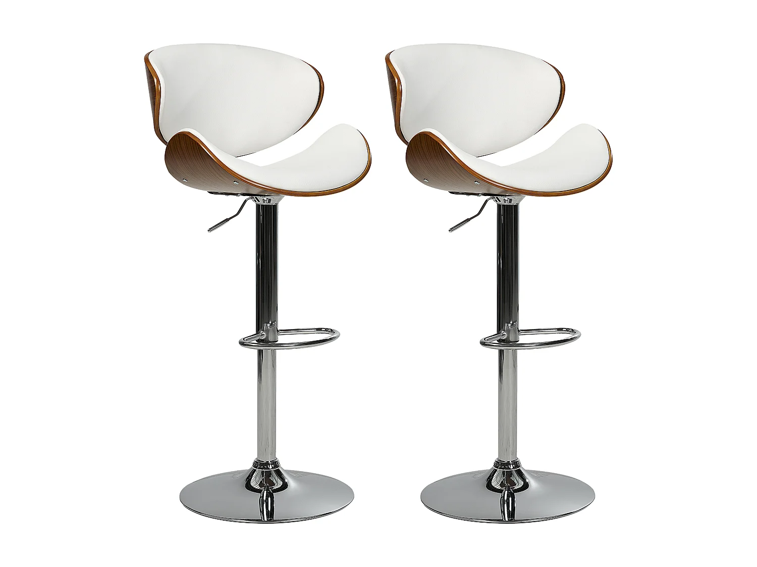 Lot de 2 chaises de bar ROTTERDAM Cuir PU Blanc