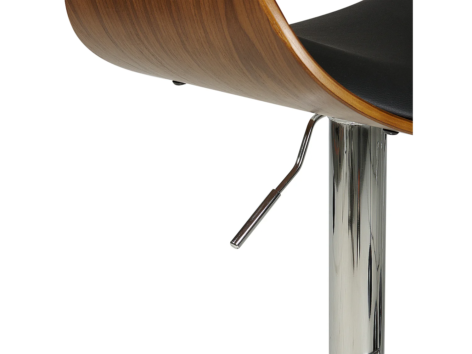 Barhocker Kunstleder schwarz höhenverstellbar mit Gestell silber Fußstütze Baku