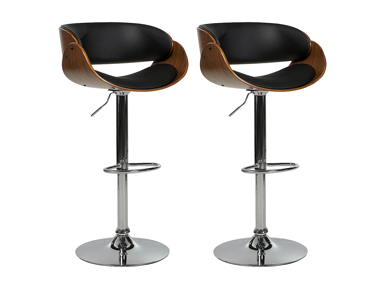 Conjunto de 2 bancos de bar BAKU Pele sintética Preto