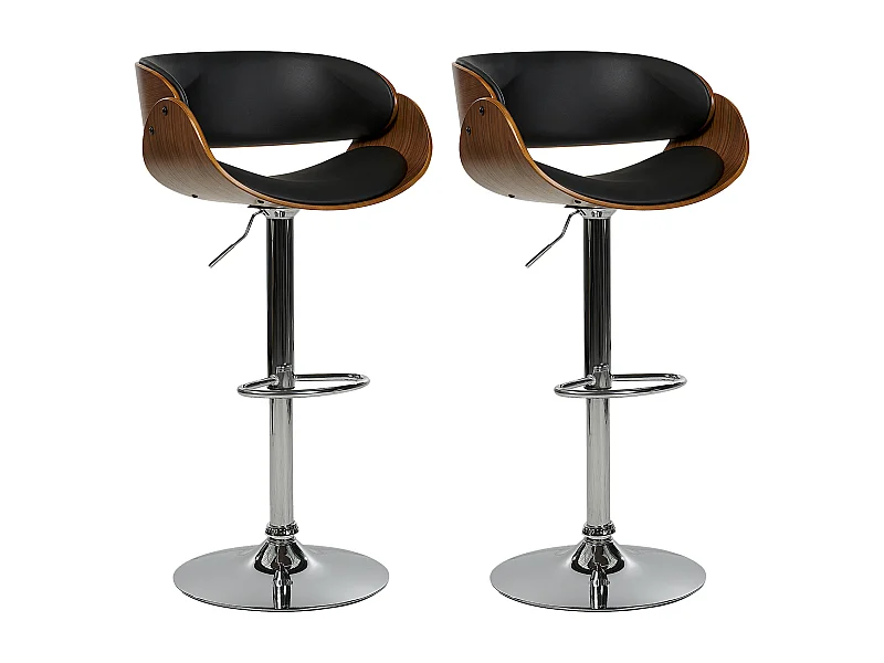 Conjunto de 2 bancos de bar BAKU Pele sintética Preto