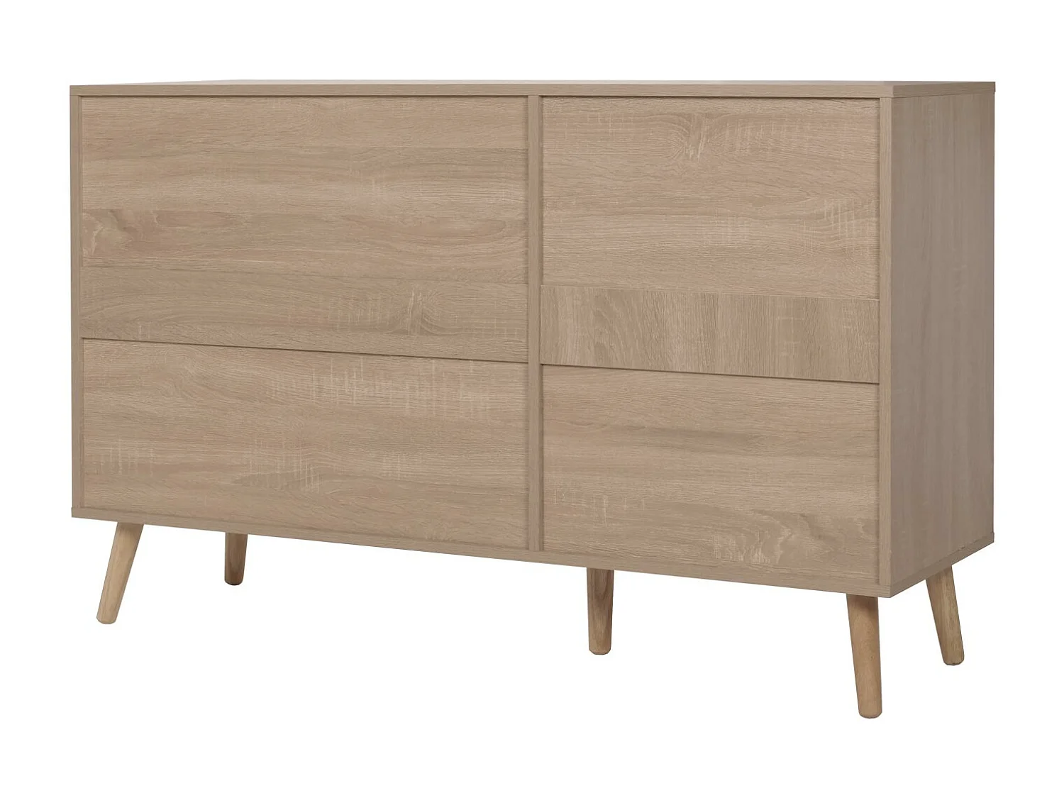 Credenza MCW-M43, mobile cassettiera alta, cassettiera portaoggetti, melaminico Kubu rattan, aspetto rovere