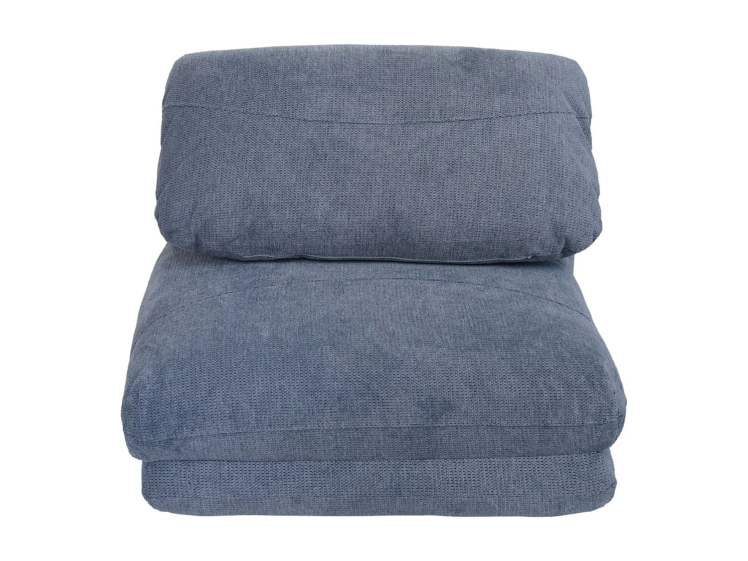Poltrona letto pouf relax morbido imbottito MCW-E68 trasformabile tessuto azzurro