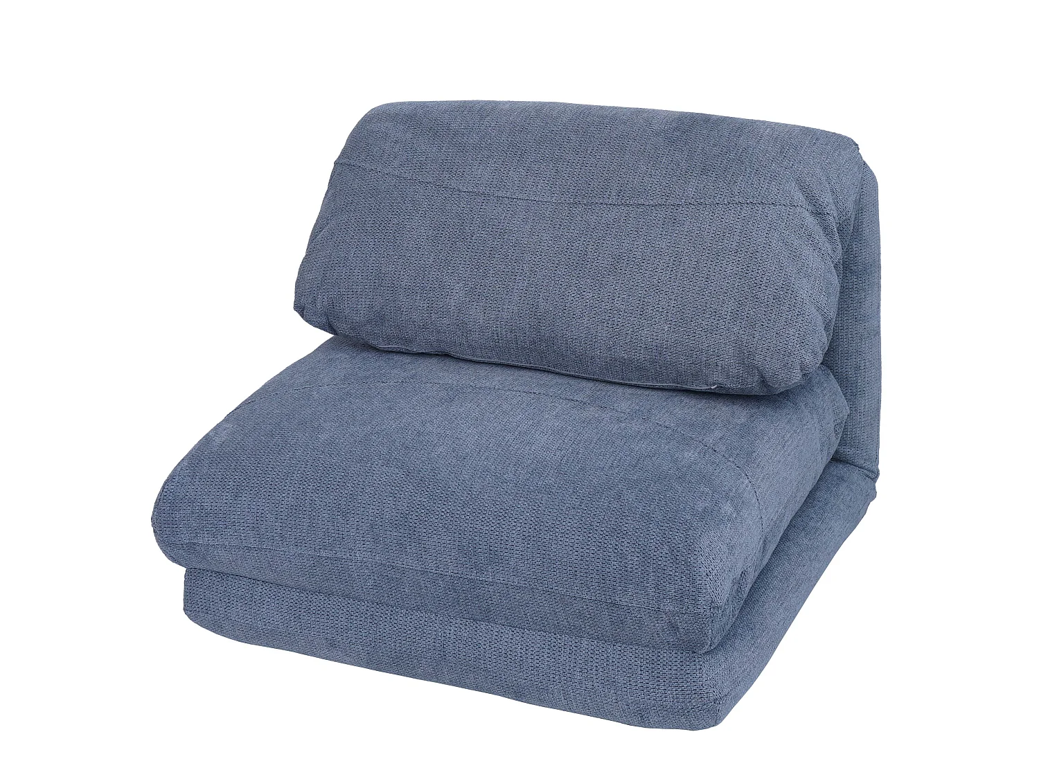 Poltrona letto pouf relax morbido imbottito MCW-E68 trasformabile tessuto azzurro