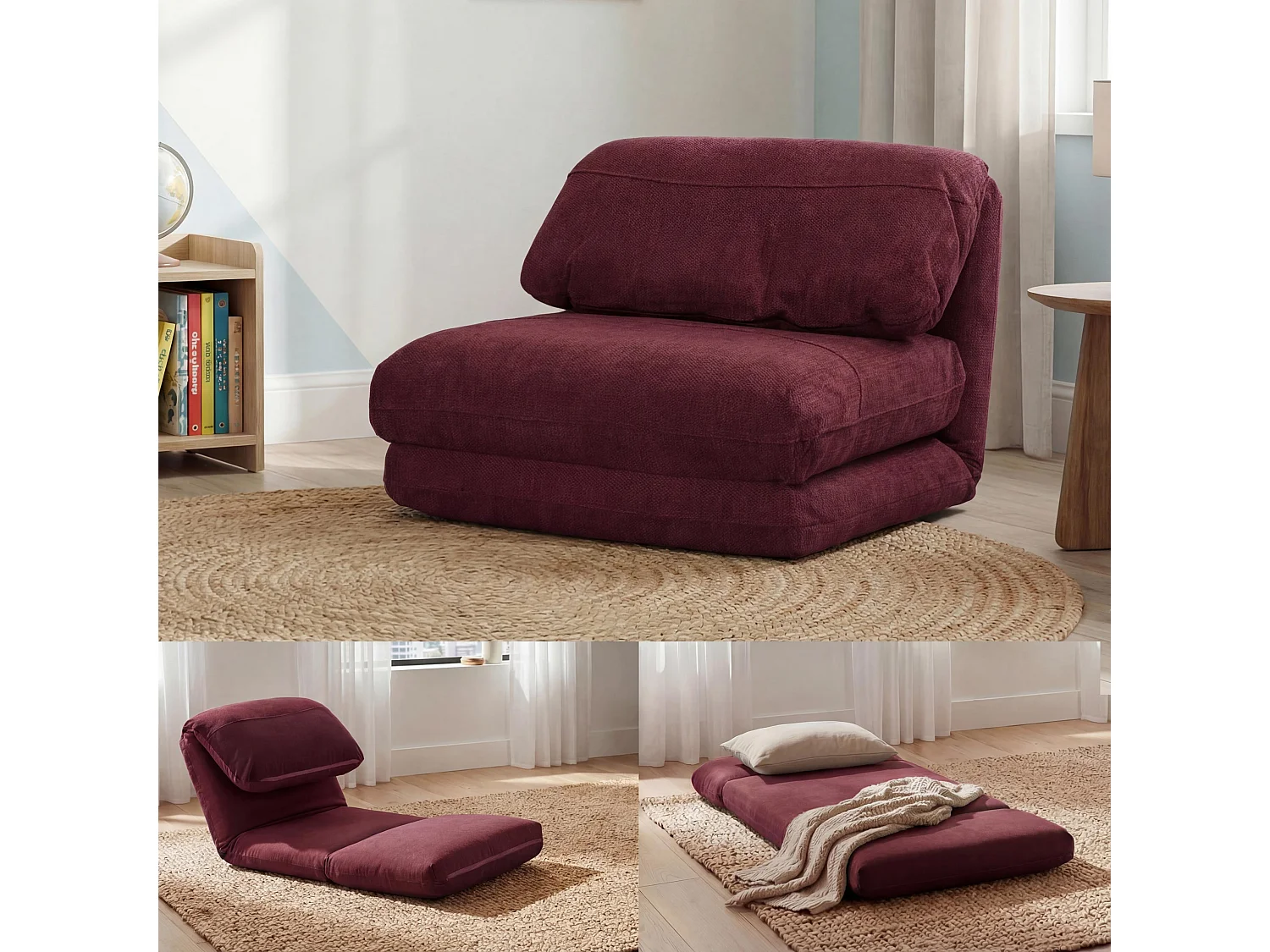 Fauteuil-lit MCW-E68,  bordeaux
