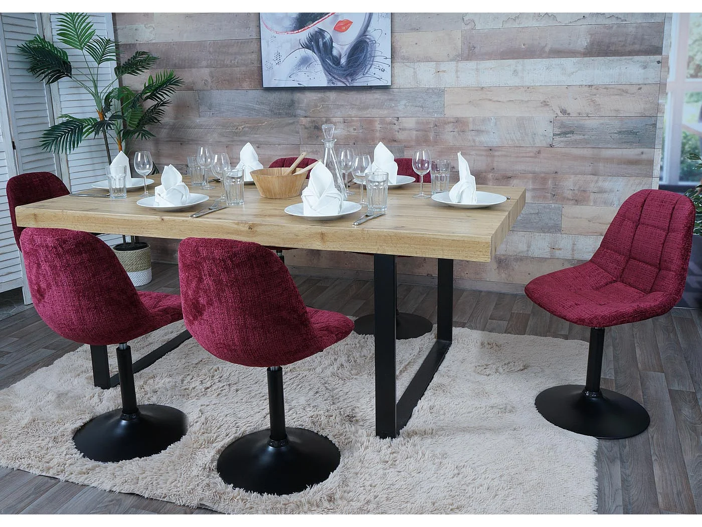 Chaise de salle à manger MCW-A60,  bordeaux