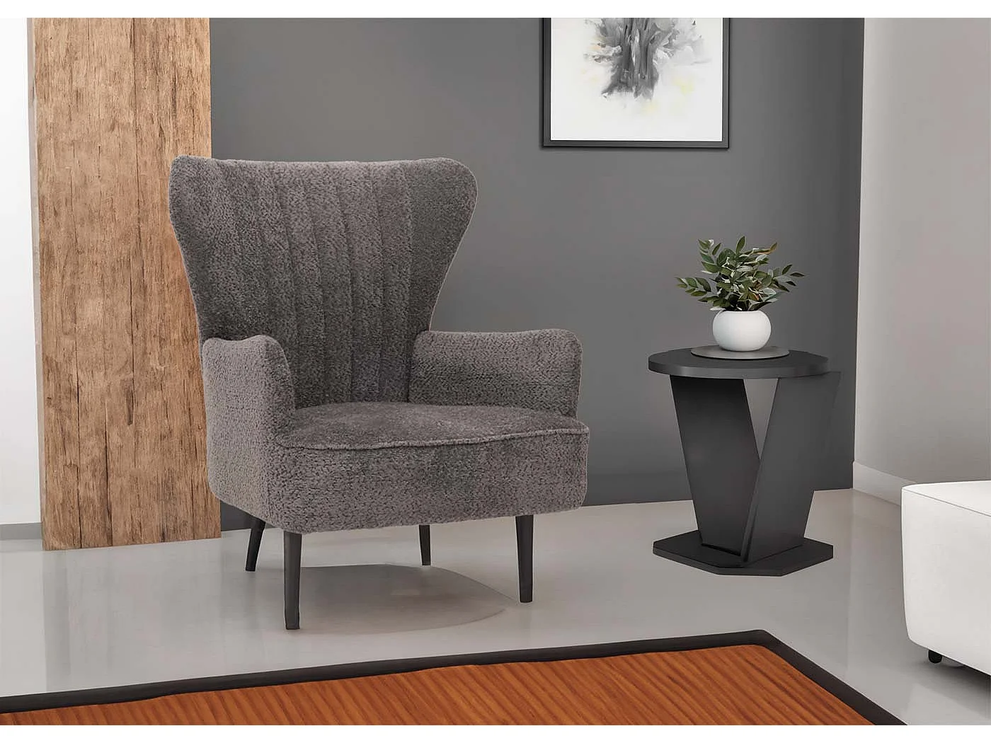 Fauteuil de salon MCW-K37,  gris foncé
