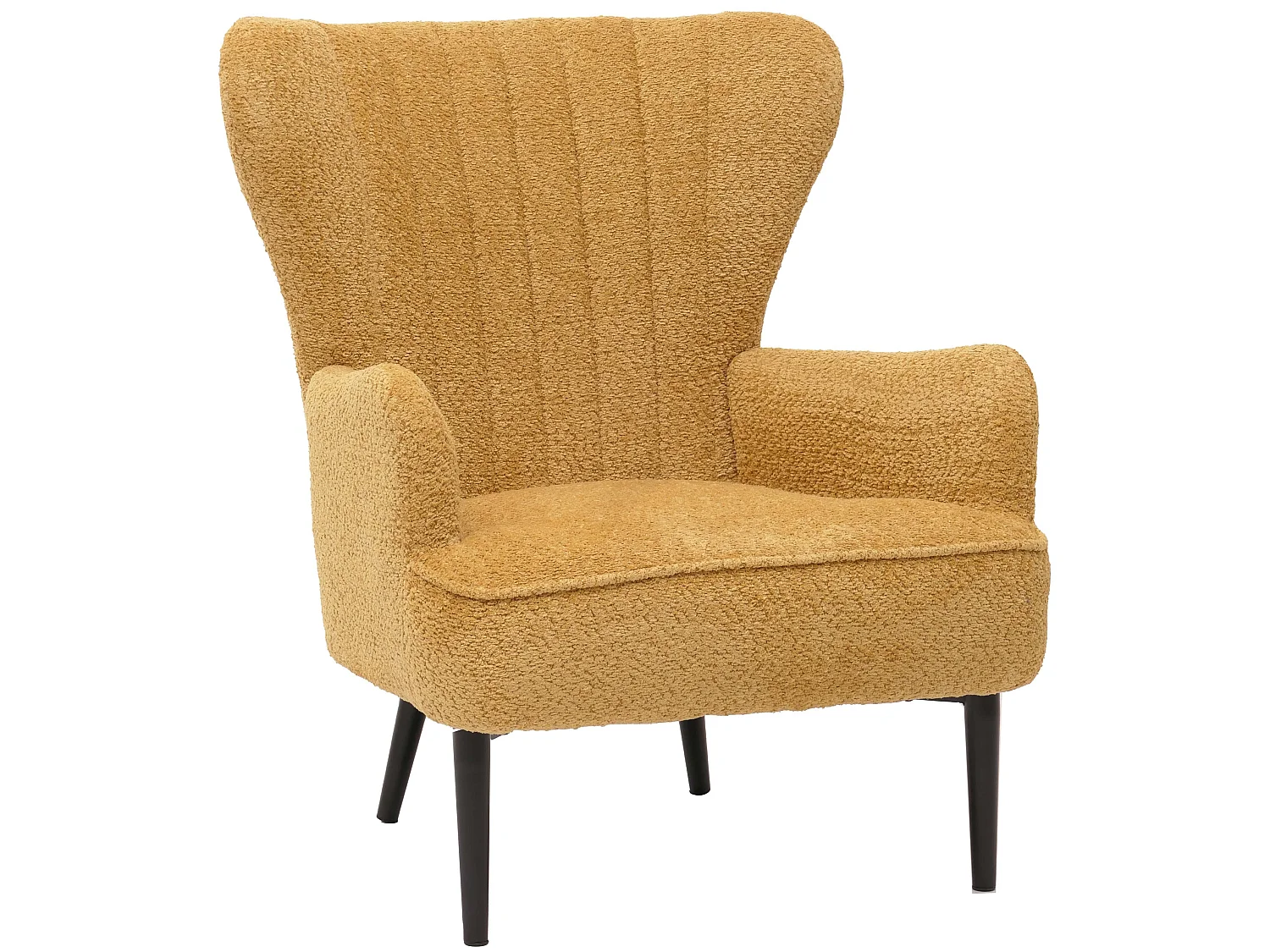 Poltrona MCW-K37, sedia cocktail imbottita retro vintage tessuto ciniglia (500g/m²) Oeko-Tex ~ giallo