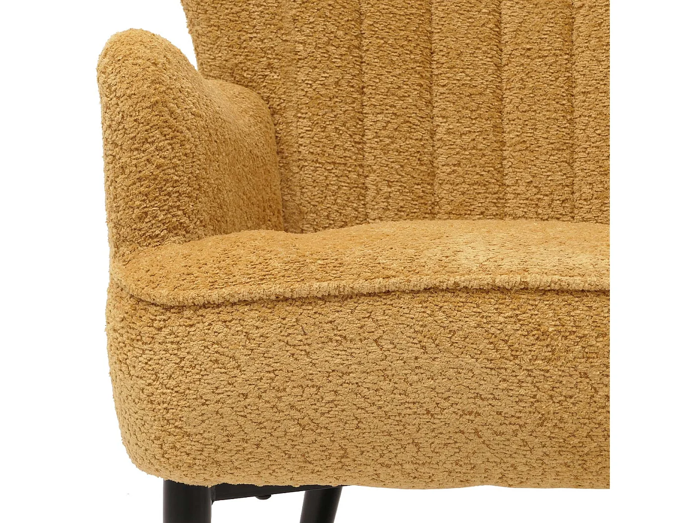 Poltrona MCW-K37, sedia cocktail imbottita retro vintage tessuto ciniglia (500g/m²) Oeko-Tex ~ giallo