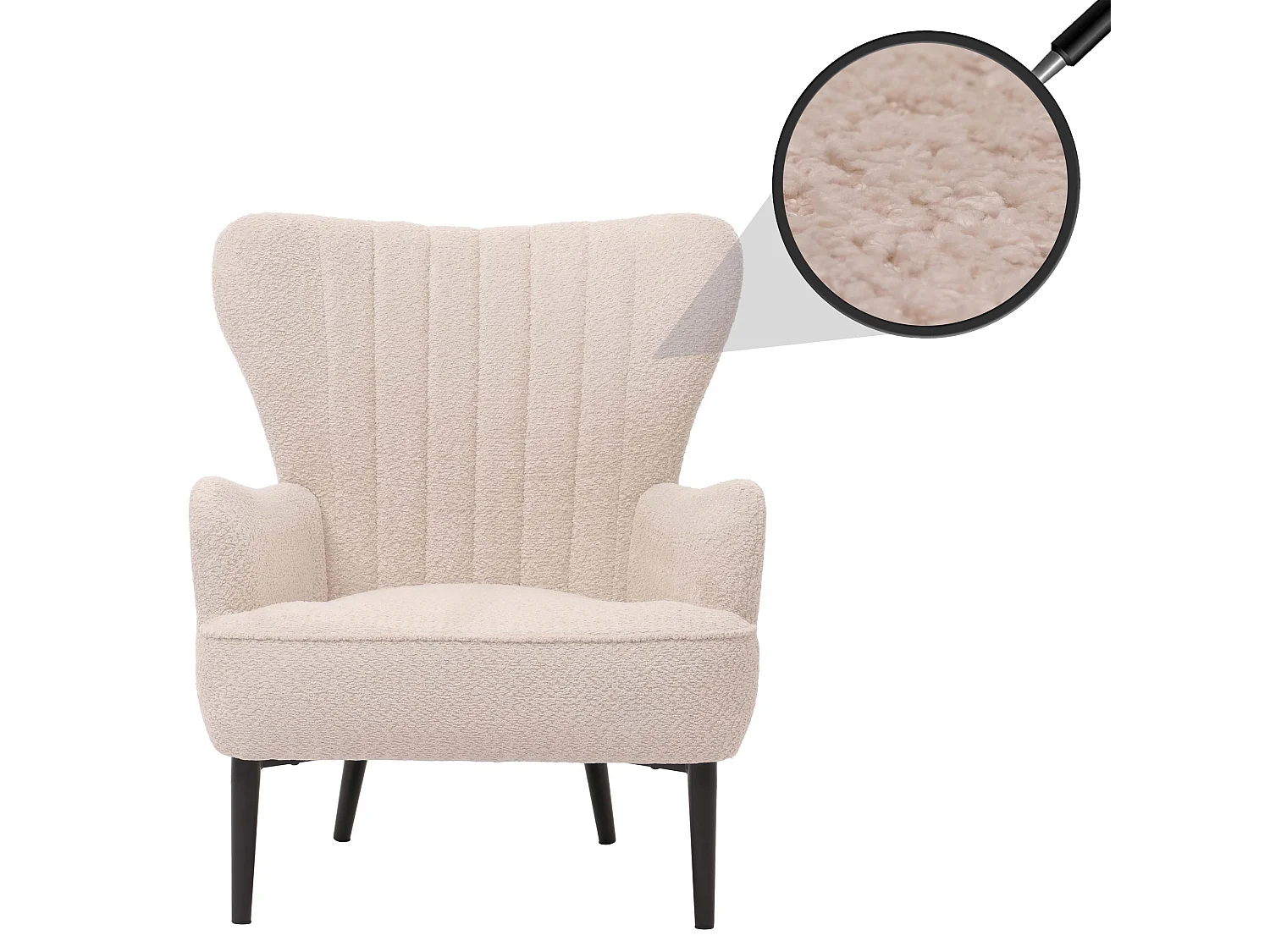 Fauteuil de salon MCW-K37,  crème-beige