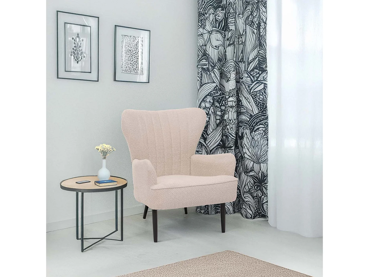 Fauteuil de salon MCW-K37,  crème-beige