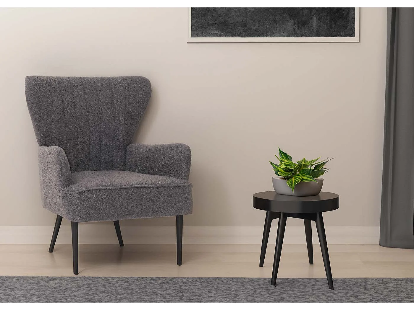 Loungefauteuil MCW-K37,  donkergrijs