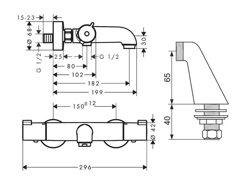 Mitigeur baignoire thermostatique HANSGROHE Ecostat 1001 CL chromé avec colonnettes