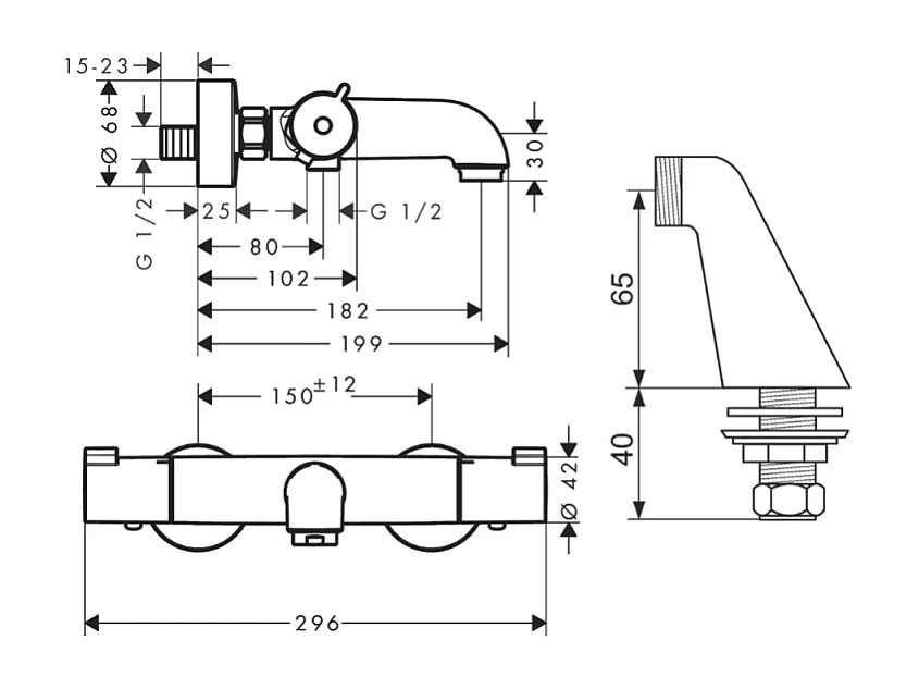 Mitigeur baignoire thermostatique HANSGROHE Ecostat 1001 CL chromé avec colonnettes