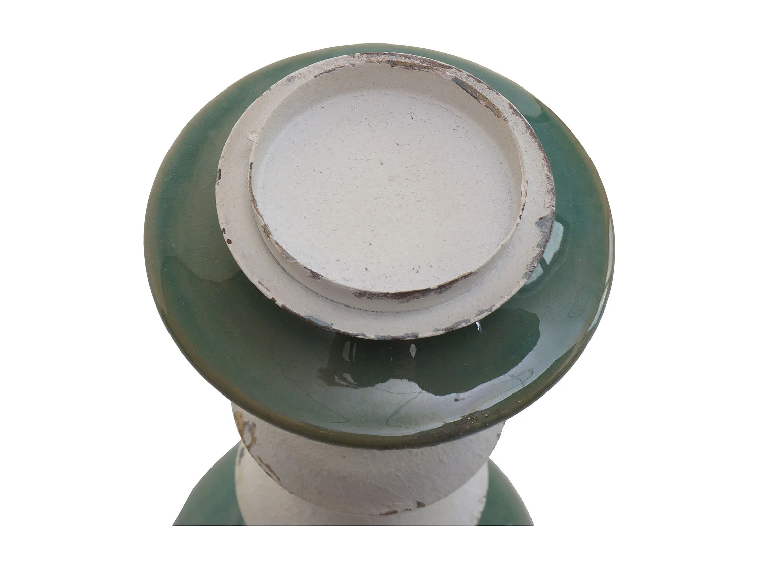 Set di 2 portacandele MCW-N36, portacandele a colonna, in metallo ceramico effetto shabby vintage altezza 25 cm