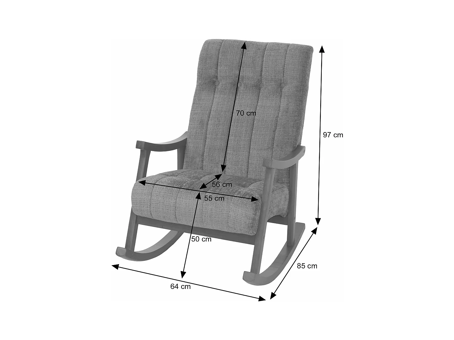 Fauteuil à bascule MCW-K10,  marron, structure aspect noyer