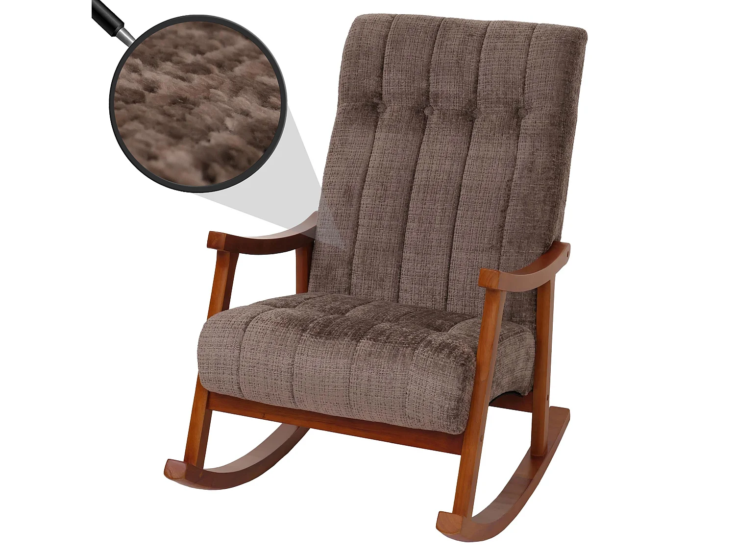 Fauteuil à bascule MCW-K10,  marron, structure aspect noyer