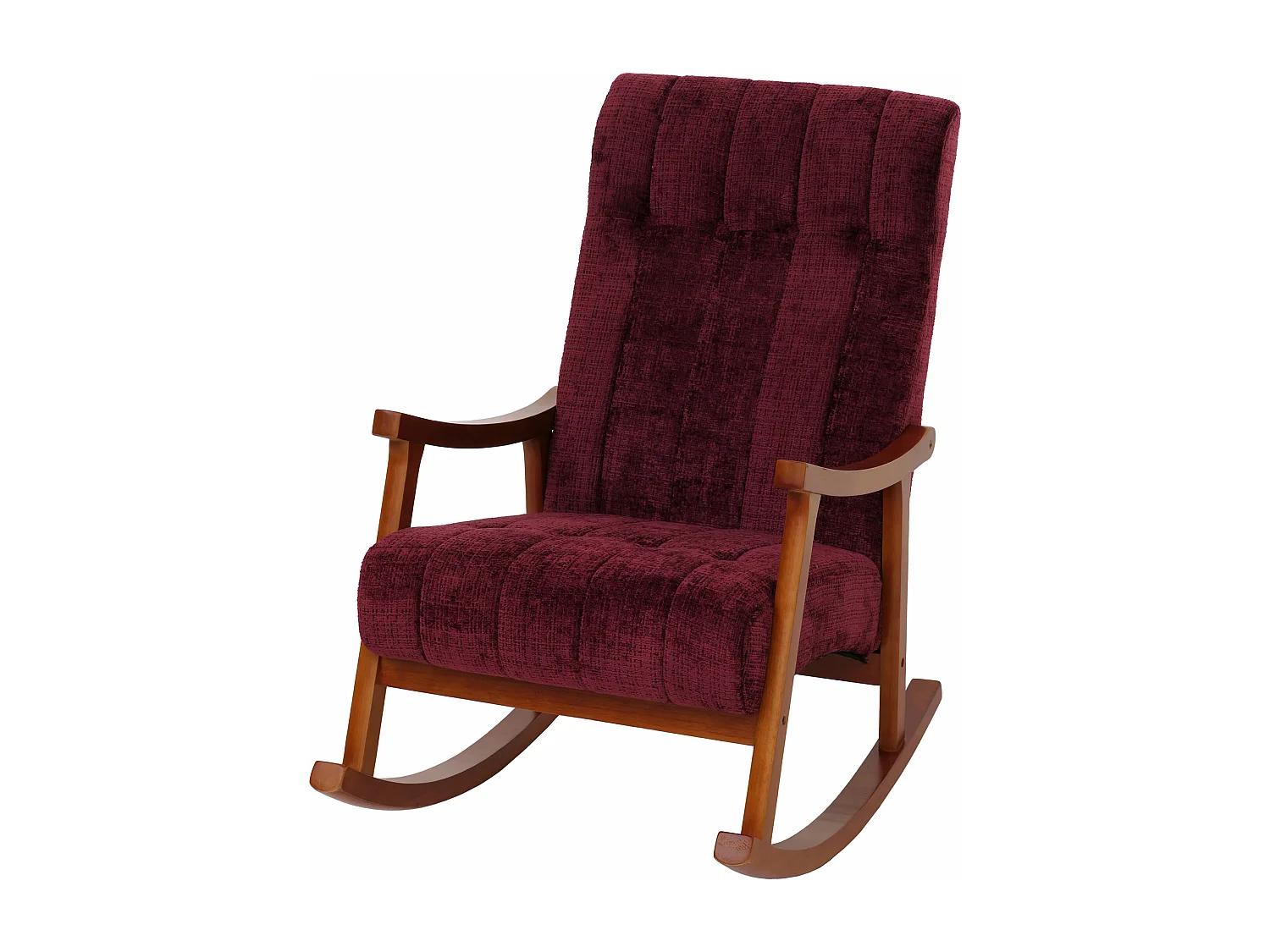 Schommelstoel MCW-K10,  bordeauxrood, frame in walnootlook